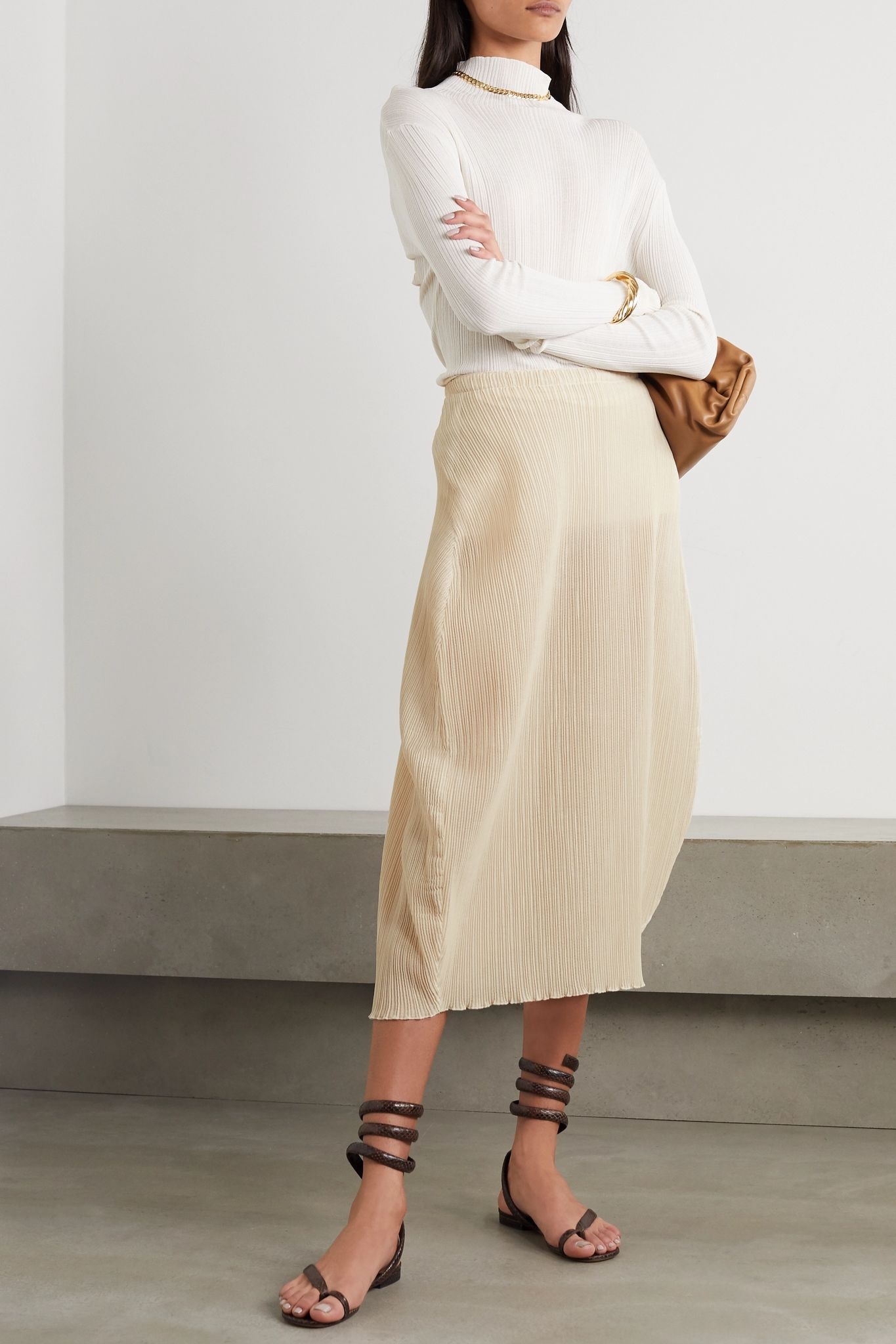 Ribbed stretch-jersey midi skirt - 2