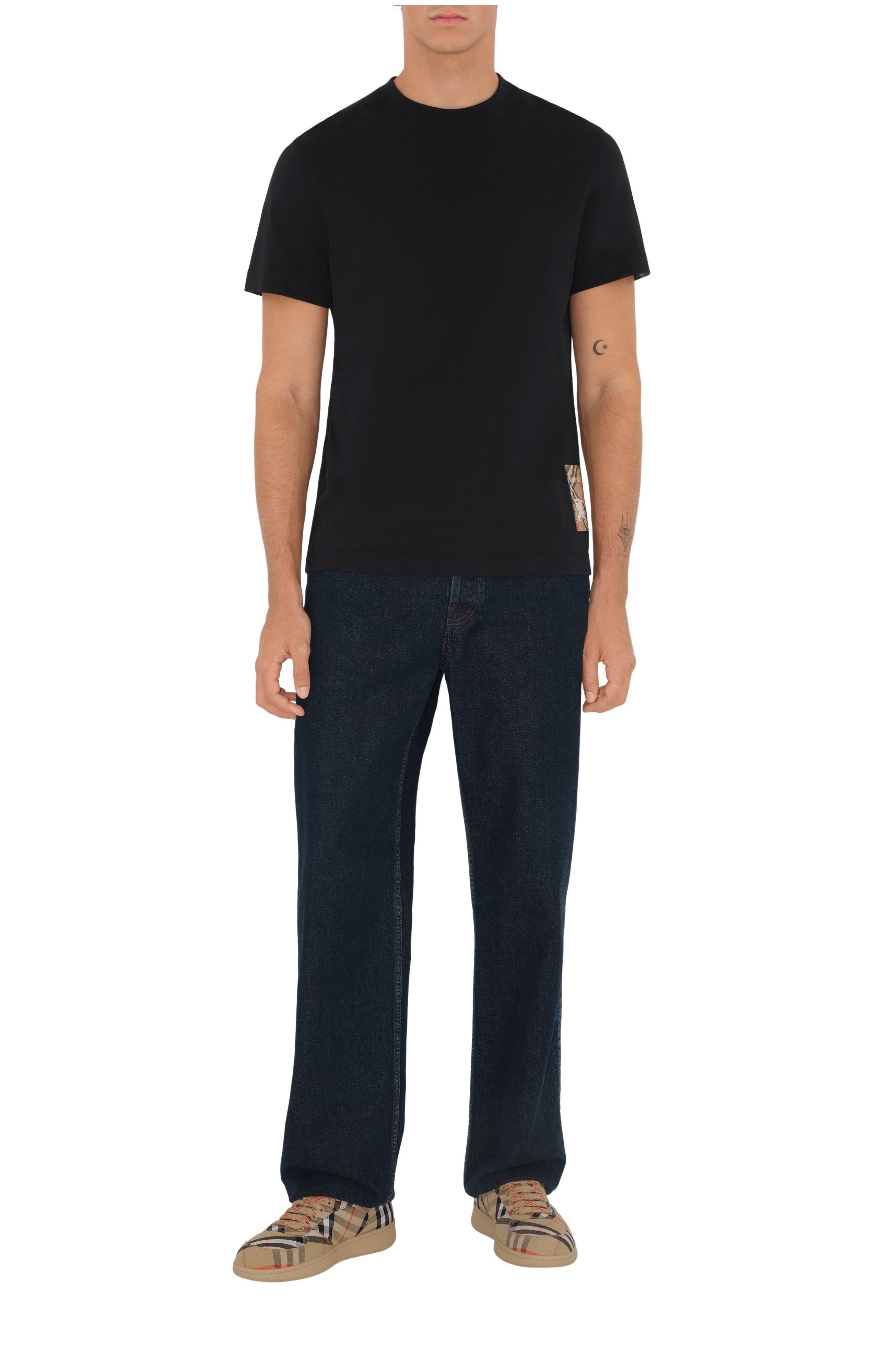 burberry Check Label Cotton T-shirt in Black at Nordstrom - 1
