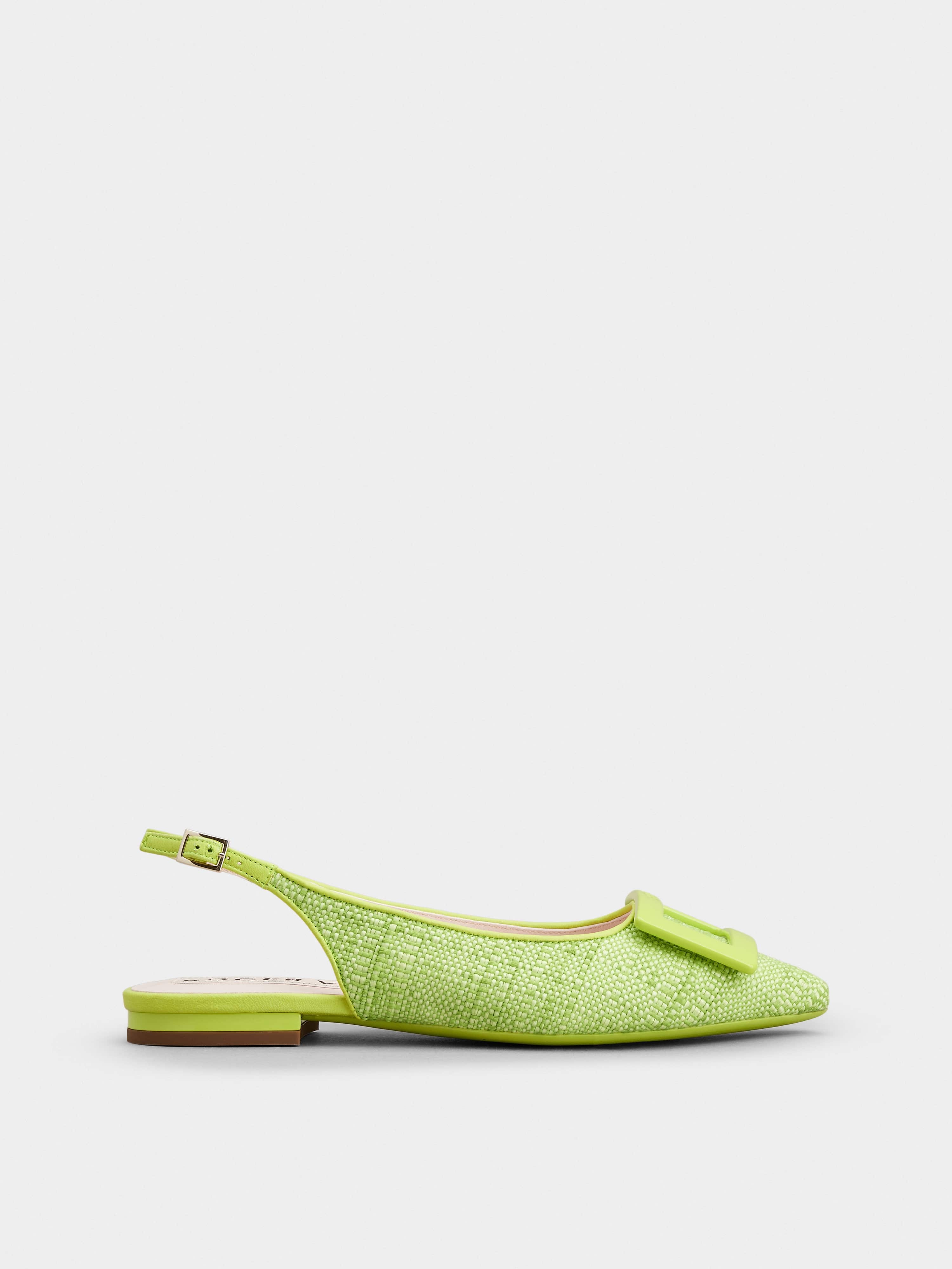 Gommettine Lacuqered Buckle Slingback Piping Ballerinas in Fabric - 1