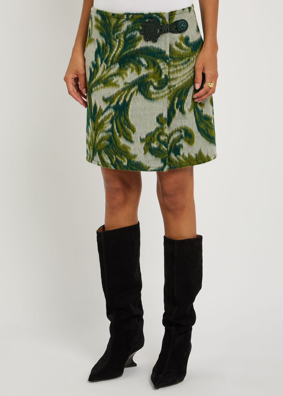 Etro Jacquard Wool-blend Mini Wrap Skirt - 2