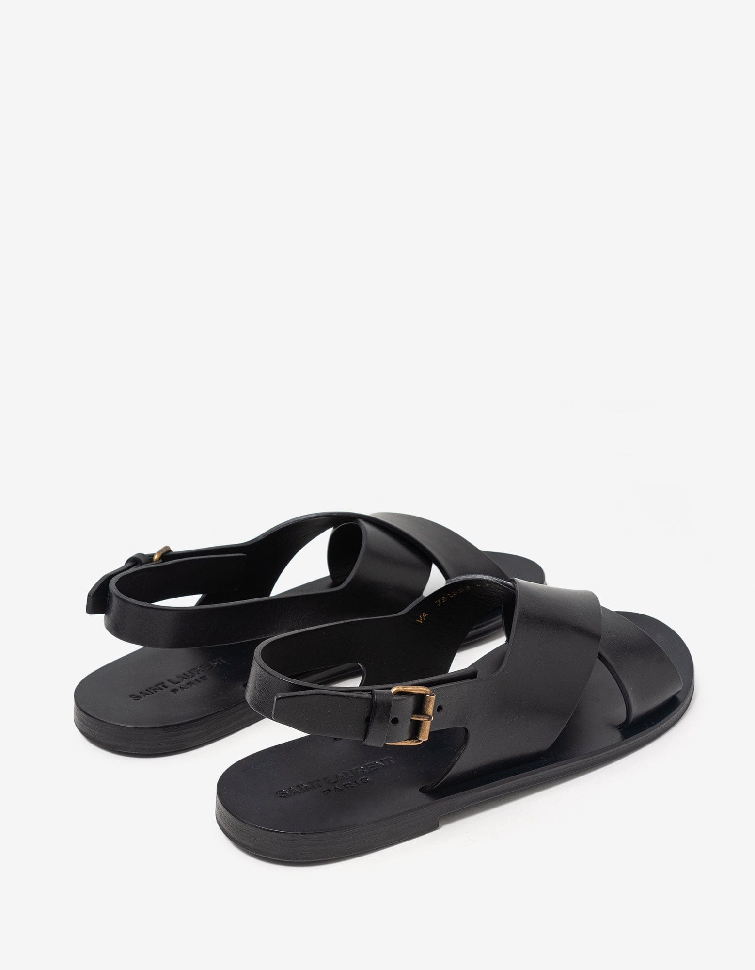 Saint Laurent Black Mojave Leather Sandals - 6