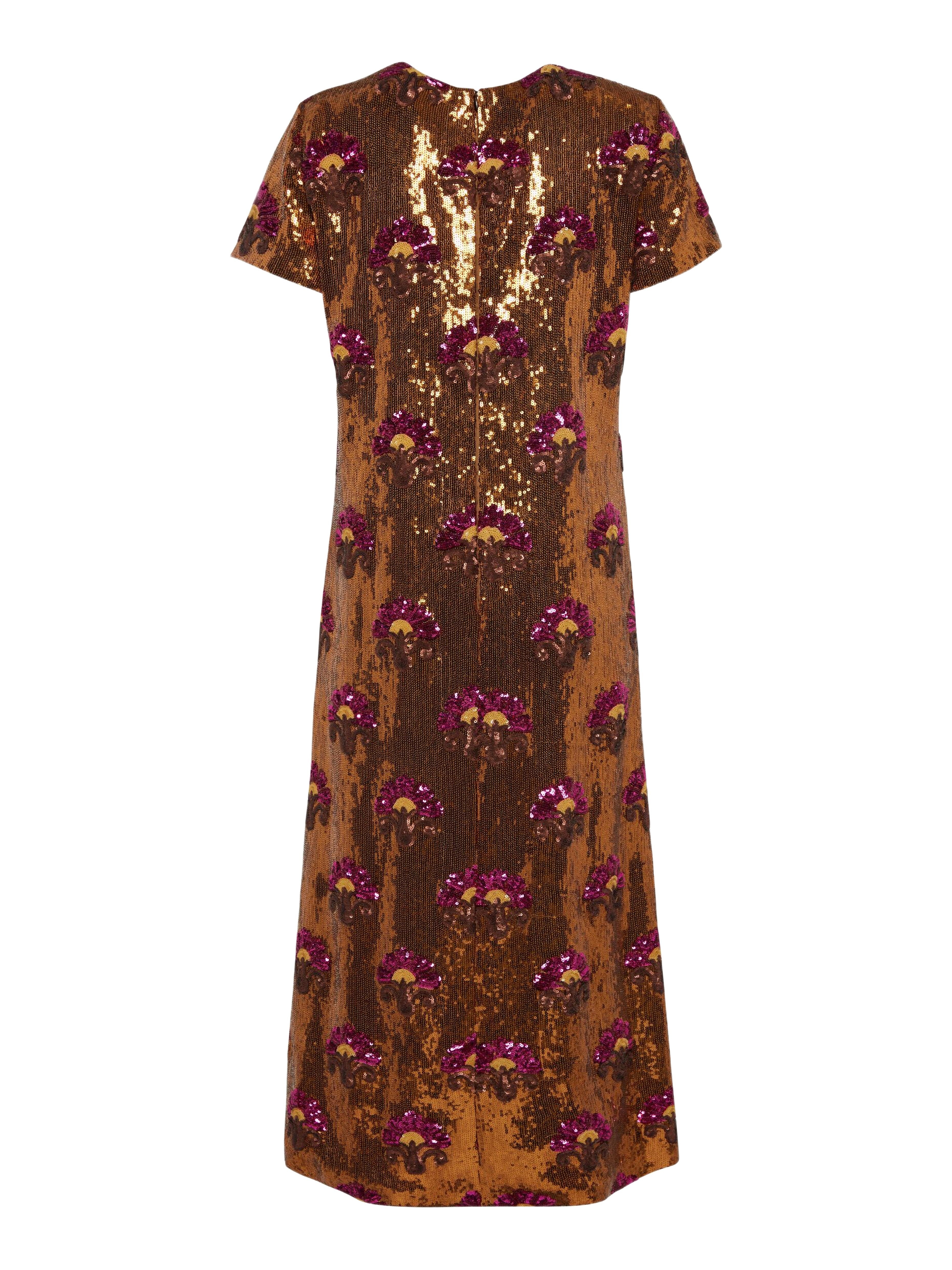 La DoubleJ Super Swing Dress Textured Sequins Rust at Nordstrom - 3