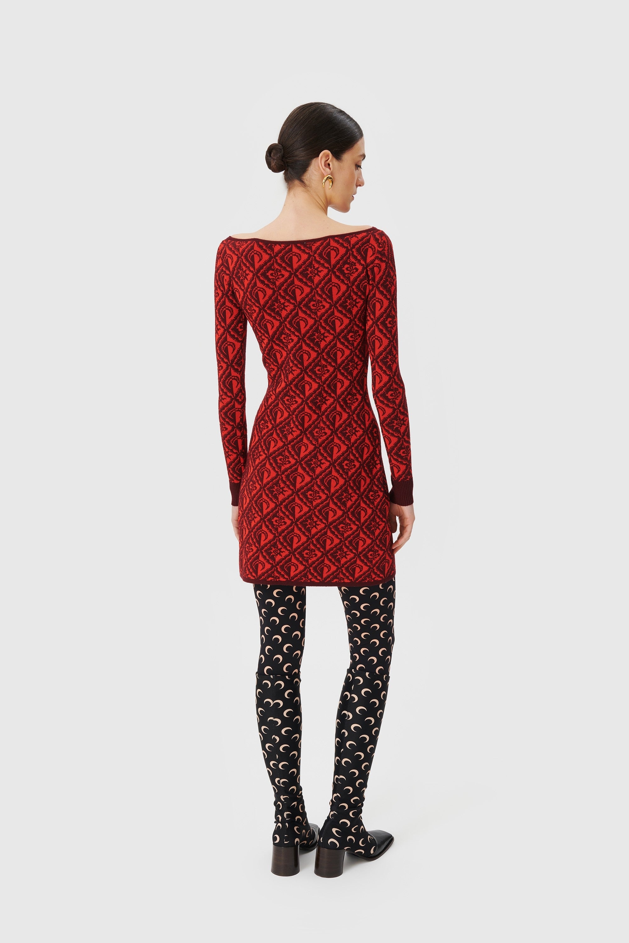 Moon Diamant Knit Jacquard Mini Dress - 3