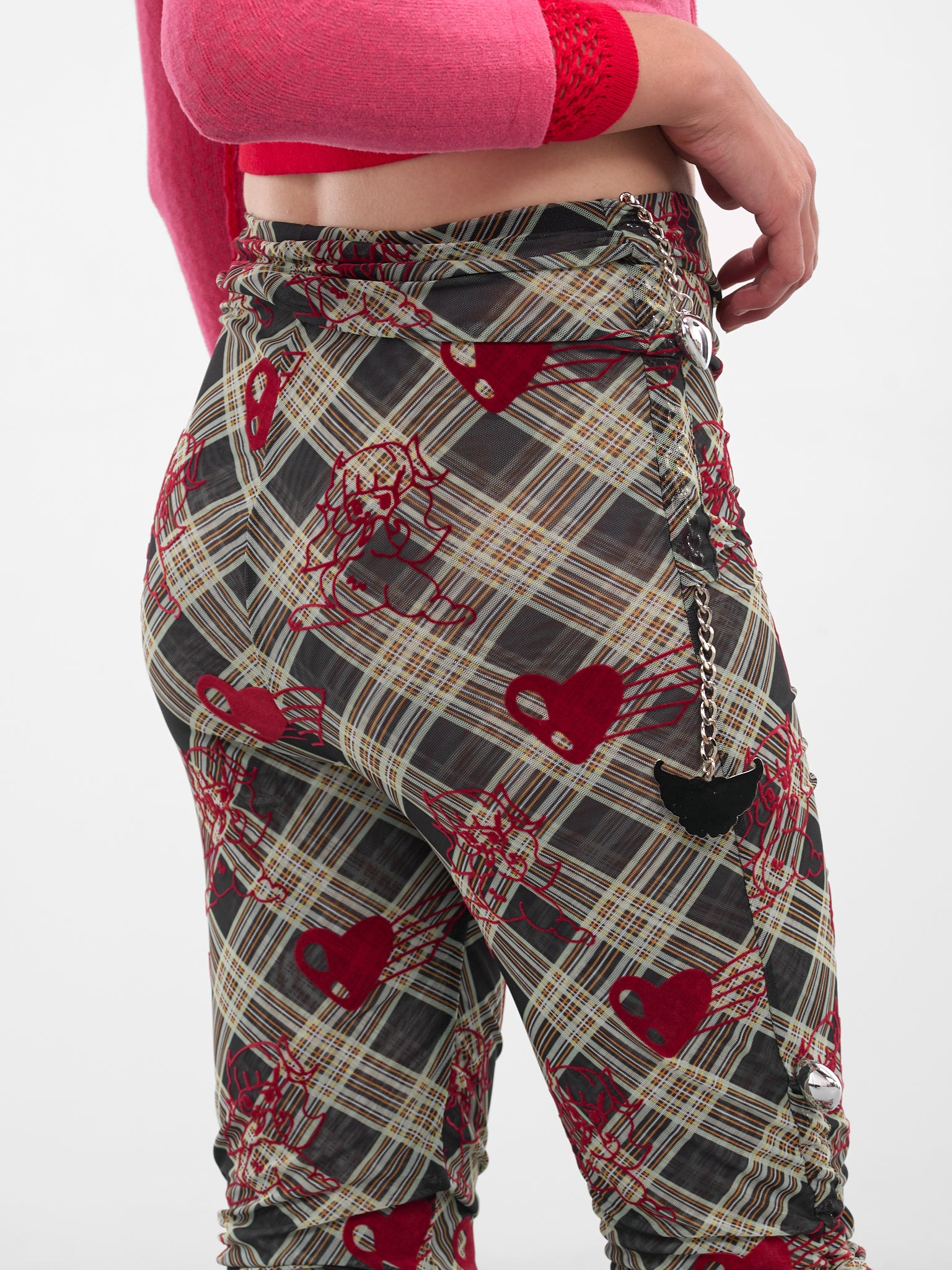 Sonicscape Tartan Flocked Mesh Leggings - 4