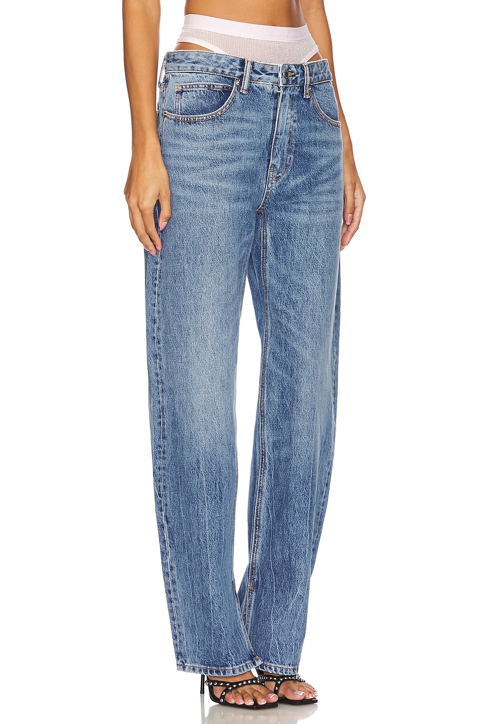 Slit Hem Jean Prestyle Hotfix Mesh Undie - 2