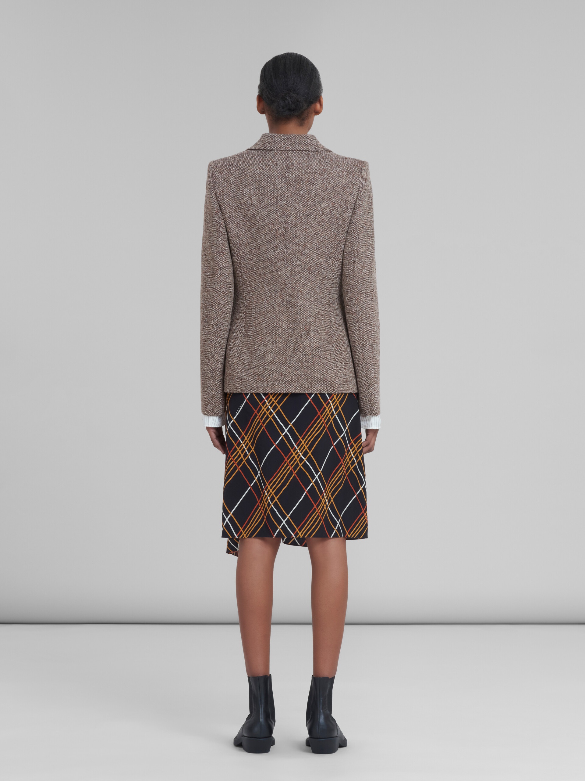 BROWN WOOL TWEED BLAZER - 3