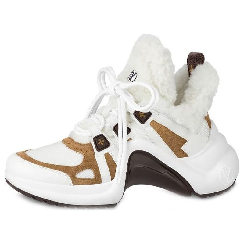 (WMNS) LOUIS VUITTON LV Archlight Shearling Sneakers 'White Brown' 1AACQS - 1