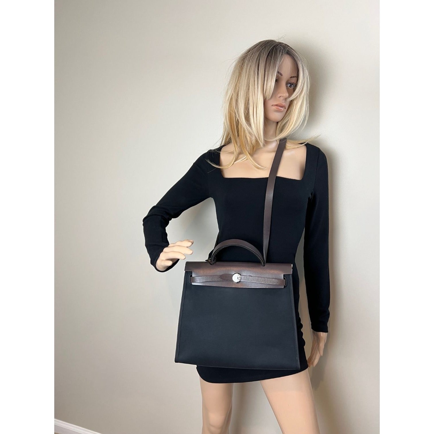 Hermes Toile vache Hunter Herbag zip 31 PM Black Ebene Shoulder Bag - 6