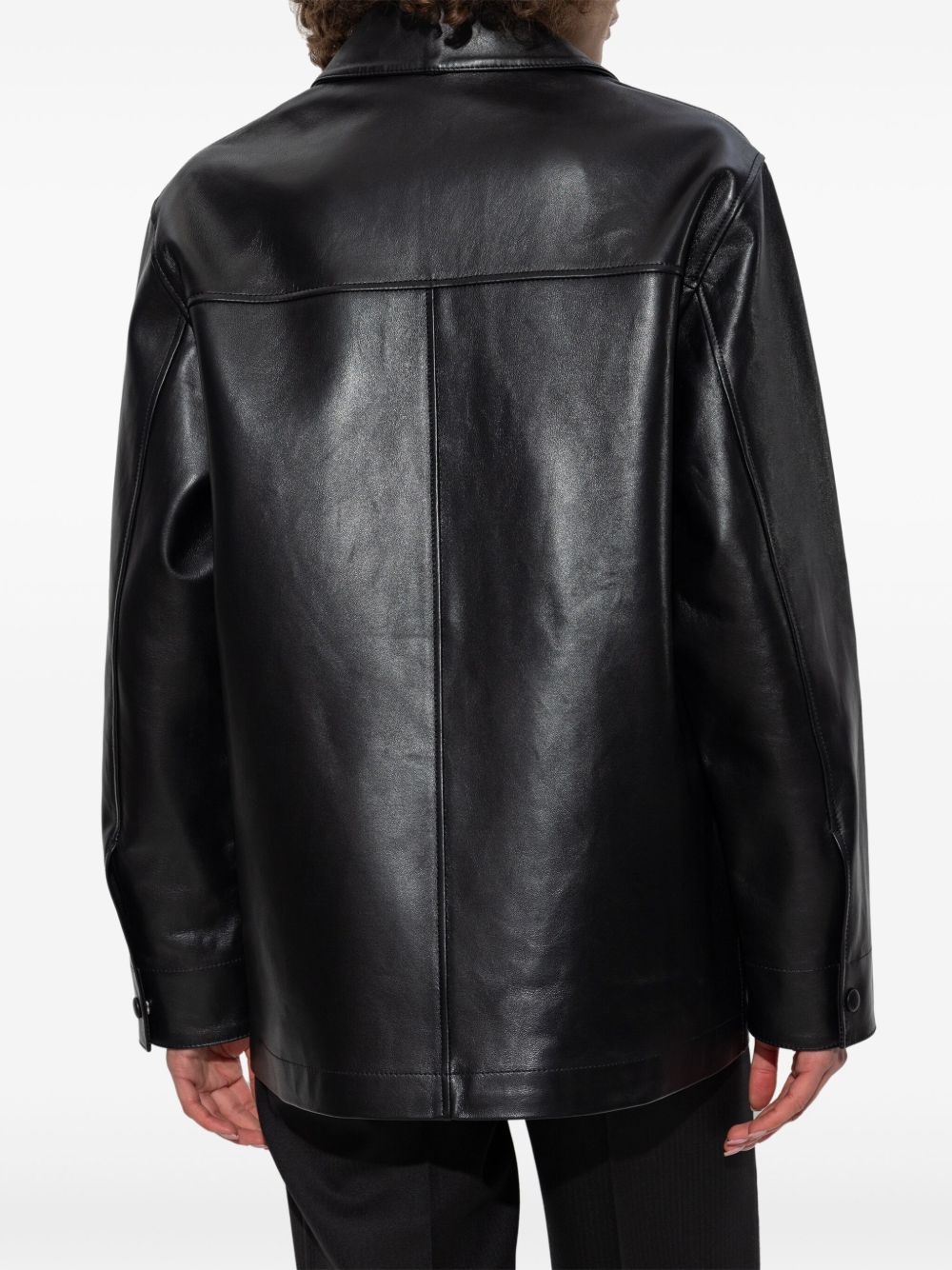 patch-pocket leather jacket - 4