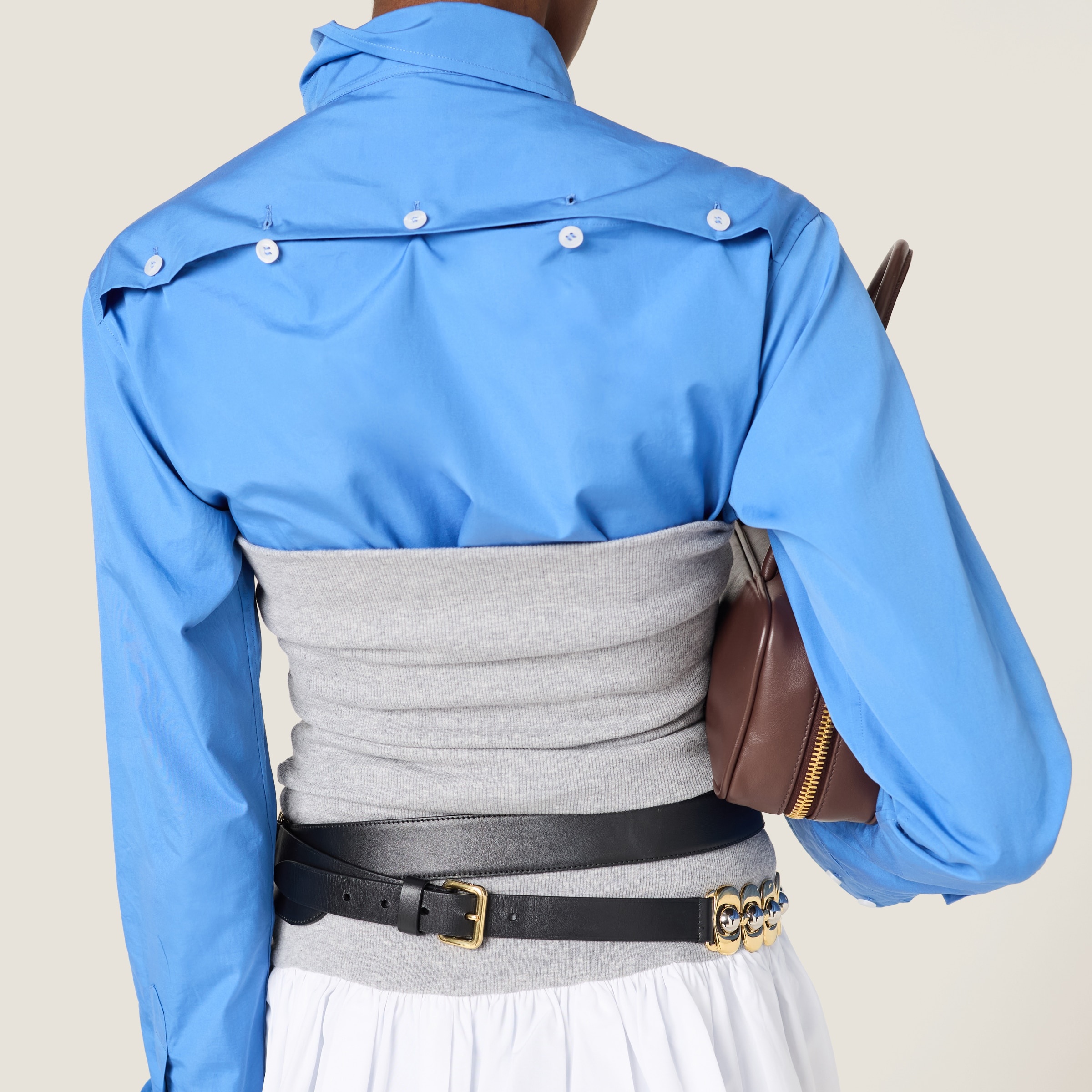 Poplin and jersey miniskirt - 6