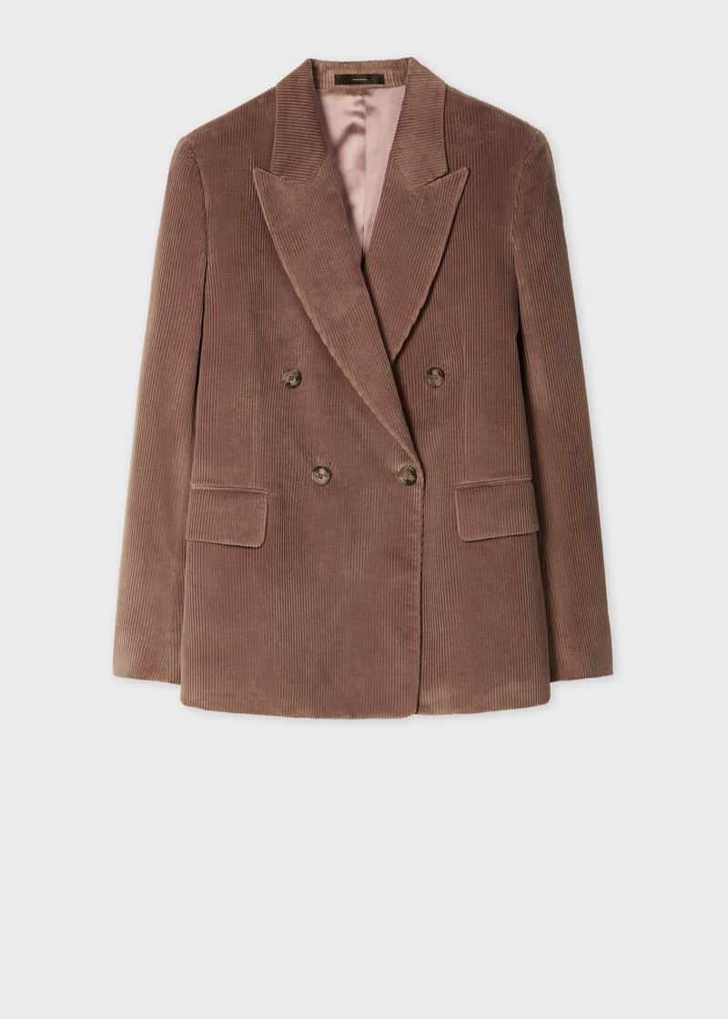 Women's Brown Cord Double-Breasted Blazer 1
