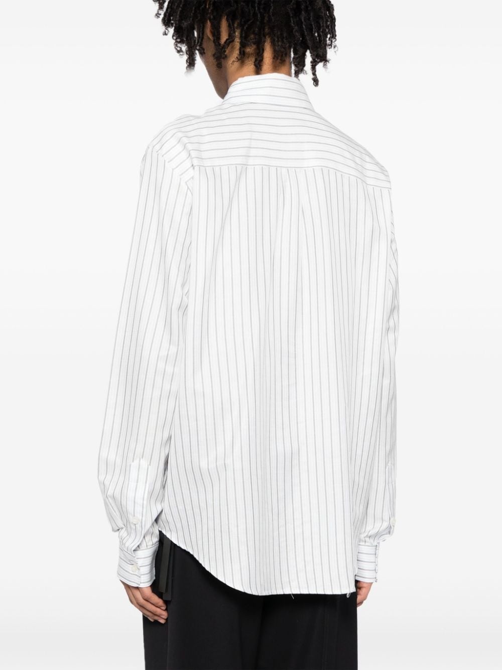 logo-embroidered striped shirt - 4