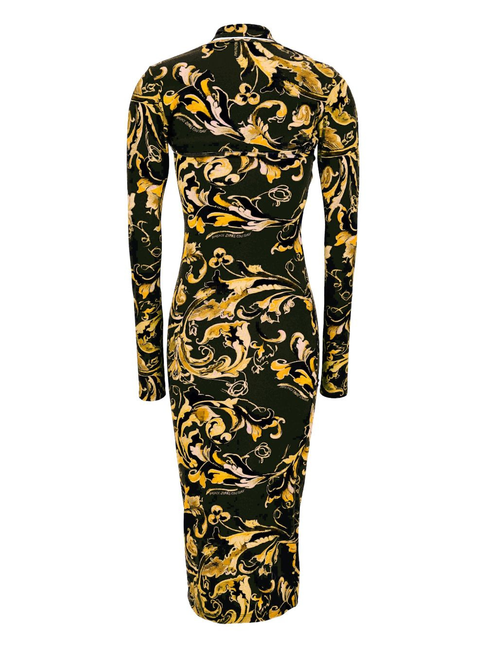 Barocco-print long-sleeve midi dress - 2