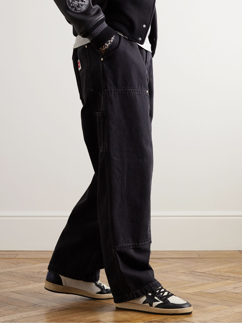 Golden Goose Ball Star Distressed Leather and Shell Sneakers Black outlook