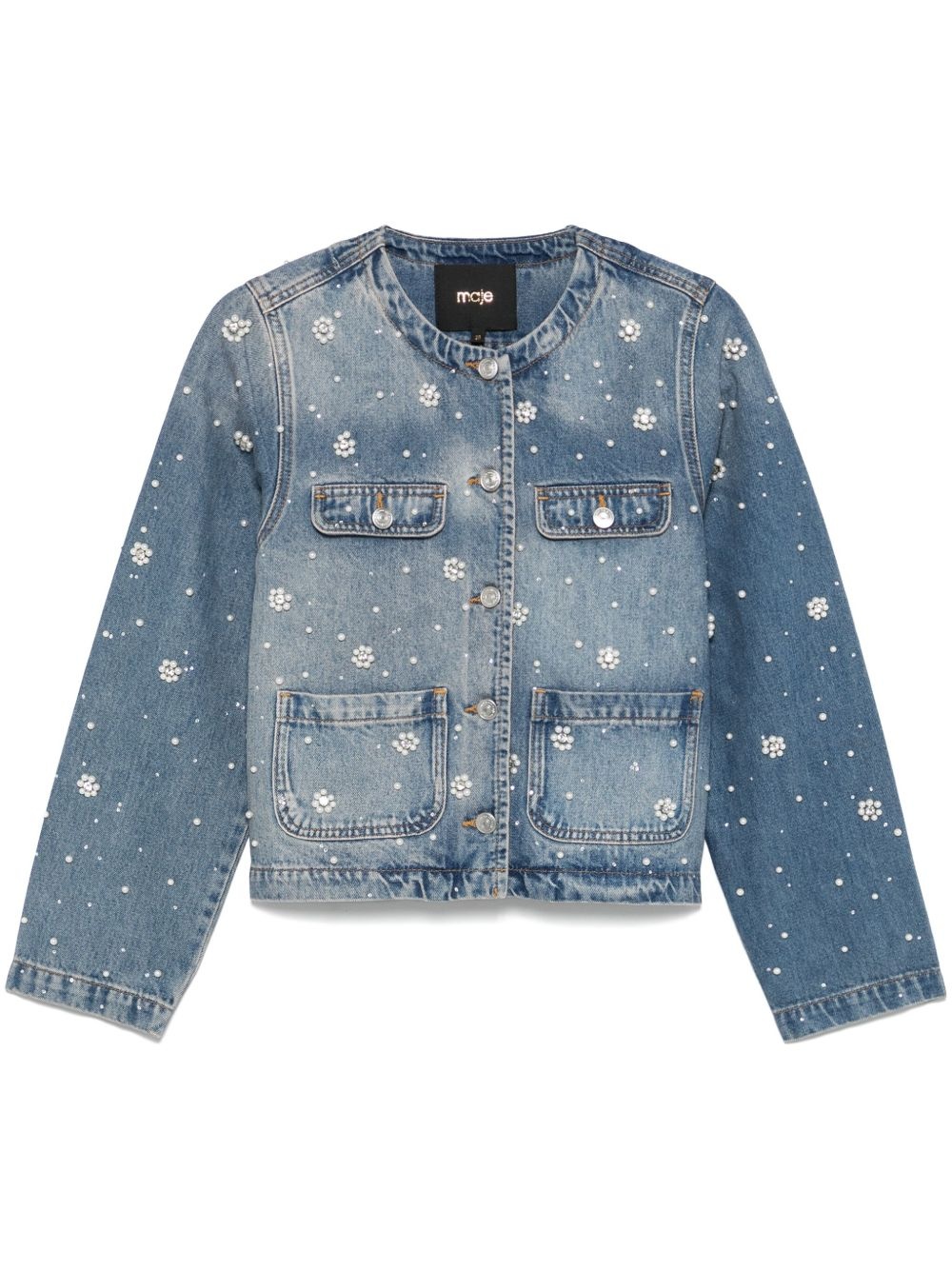 crystal-embellished denim jacket - 1