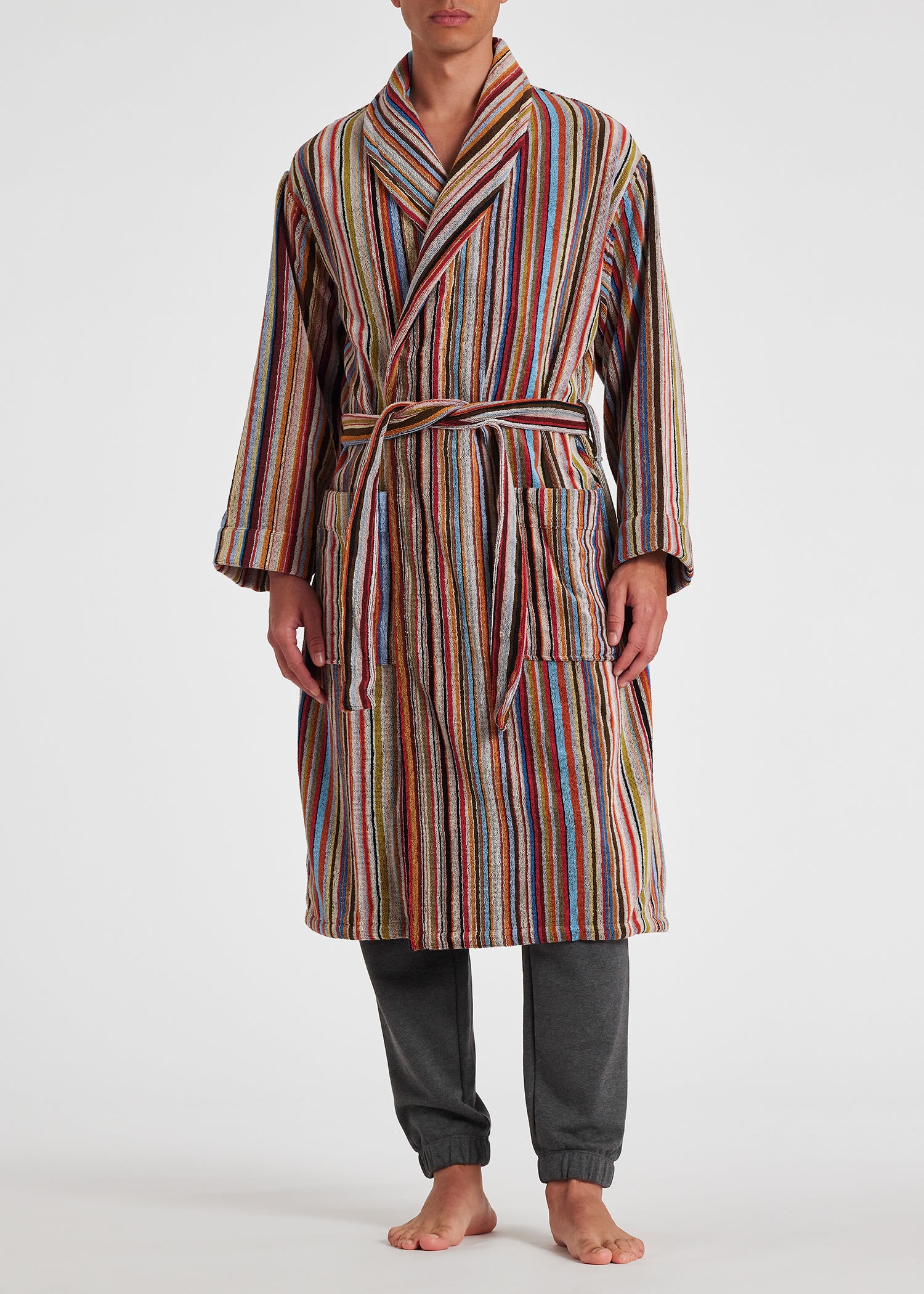 'Signature Stripe' Cotton Dressing Gown - 1