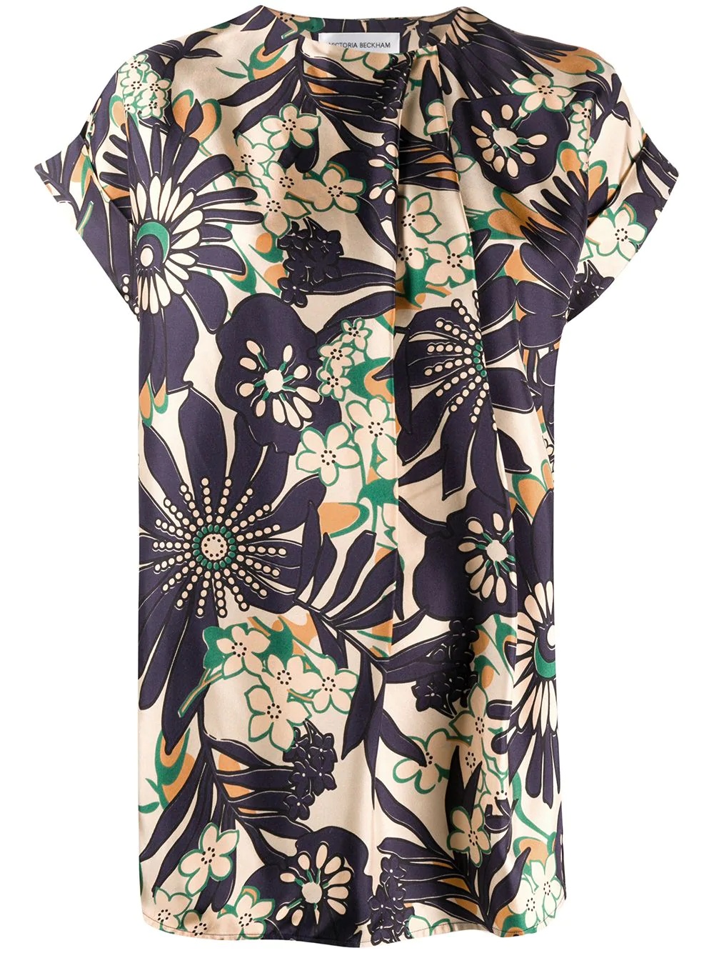 retro floral-print satin top - 1