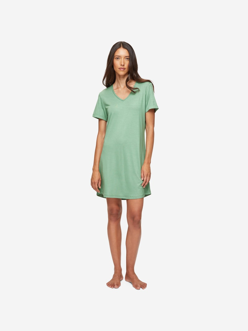 Women's V-Neck Sleep T-Shirt Lara Micro Modal Stretch Sage Green 4