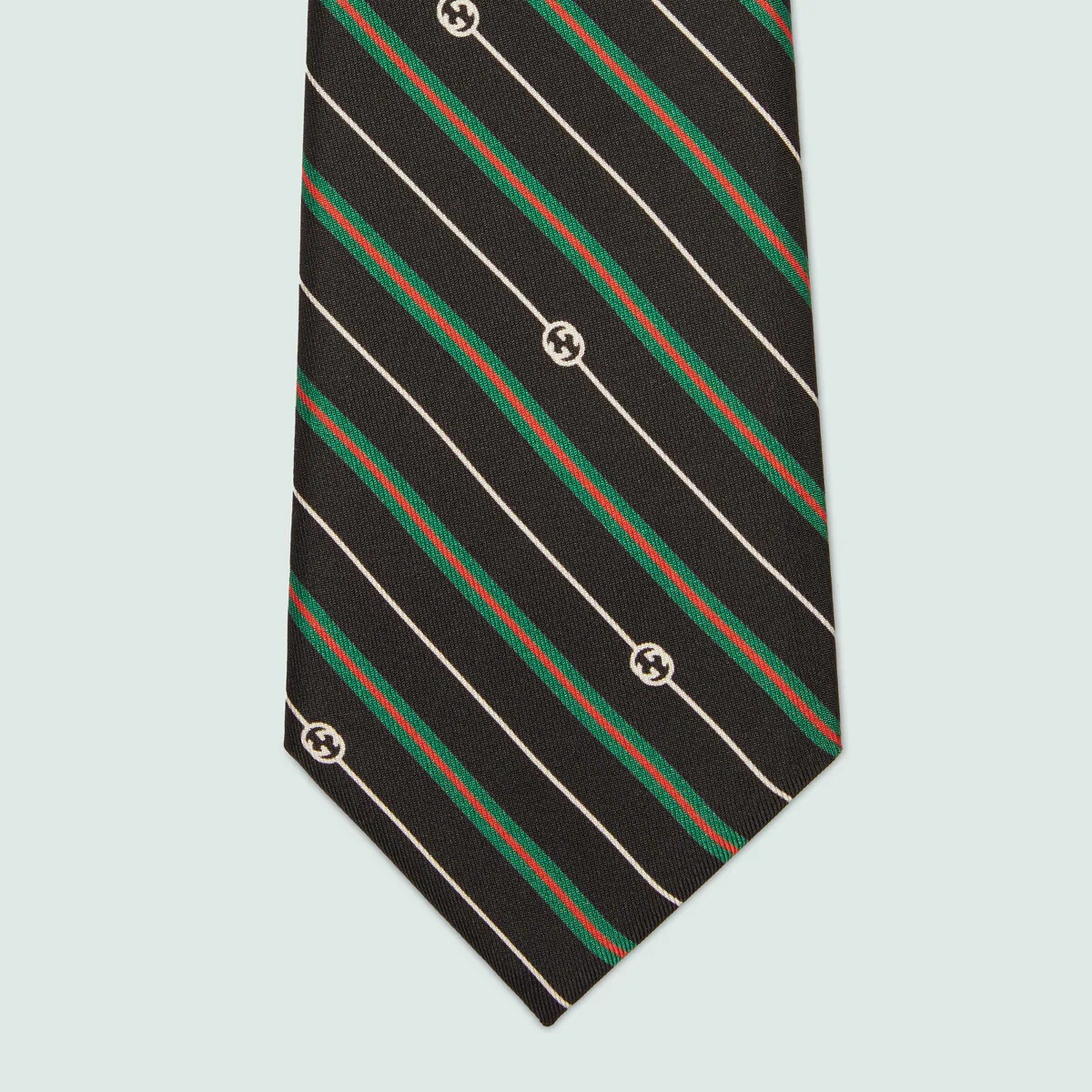 Silk tie with Interlocking G print - 4