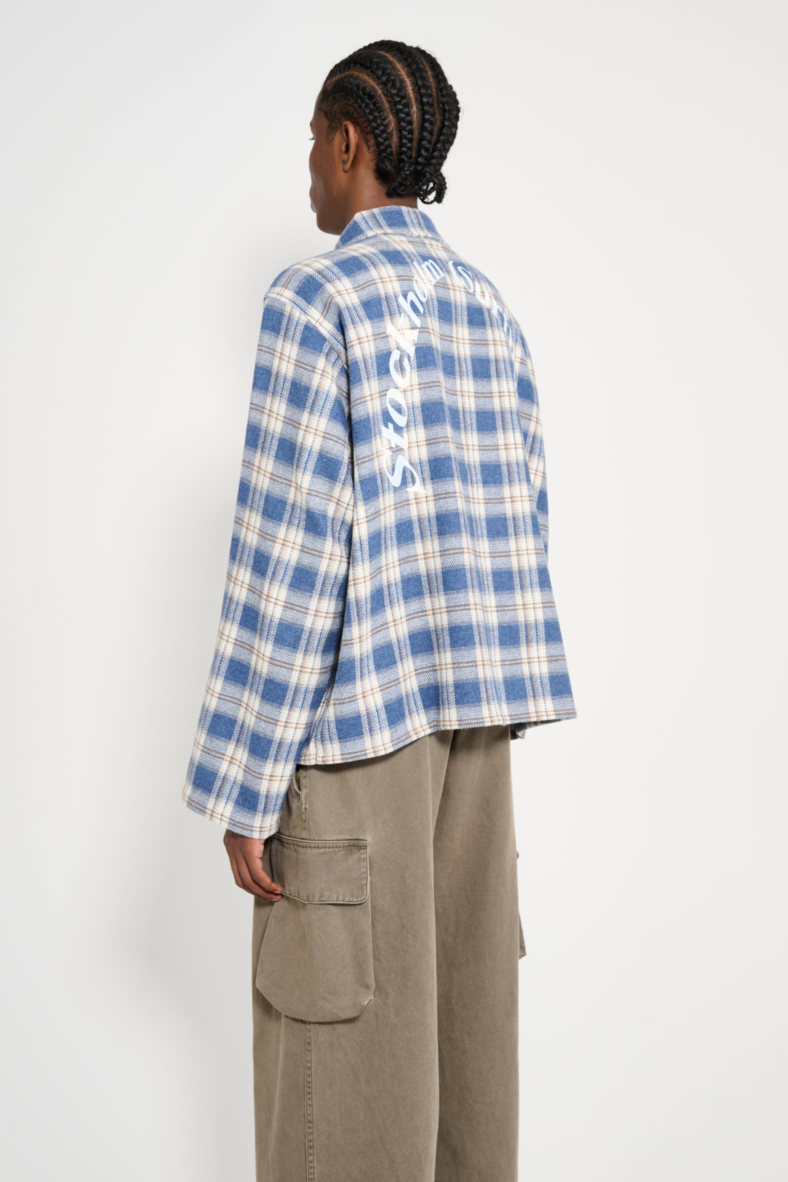 STOCKHOLM SURFBOARD CLUB FLANNEL OVERSHIRT BLUE CHECK - 3