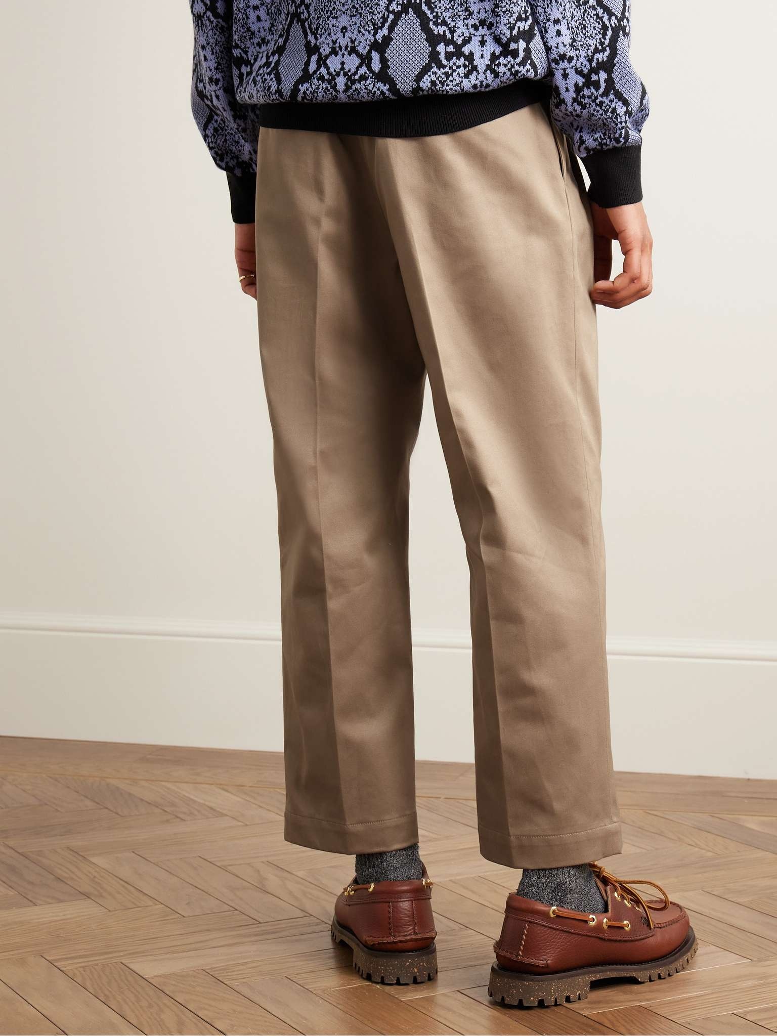 Straight-Leg Pleated Cotton-Twill Trousers - 4
