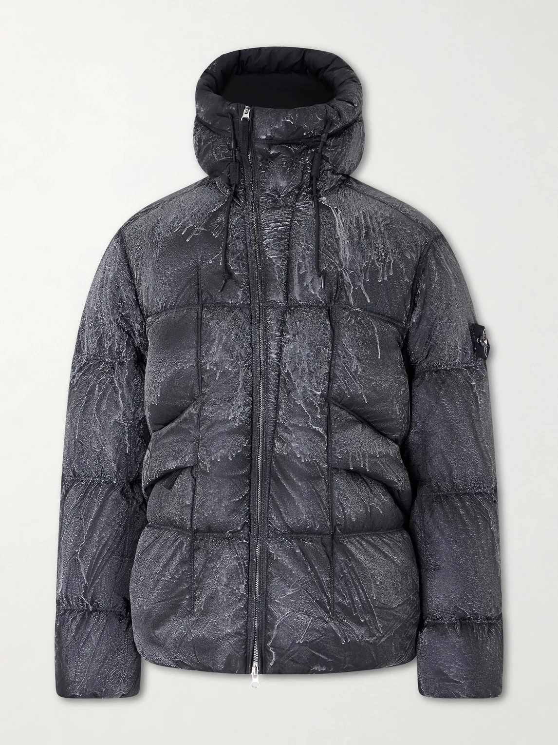 Reflective Quilted Recycled-Nylon Tela Hooded Down Jacket - 1