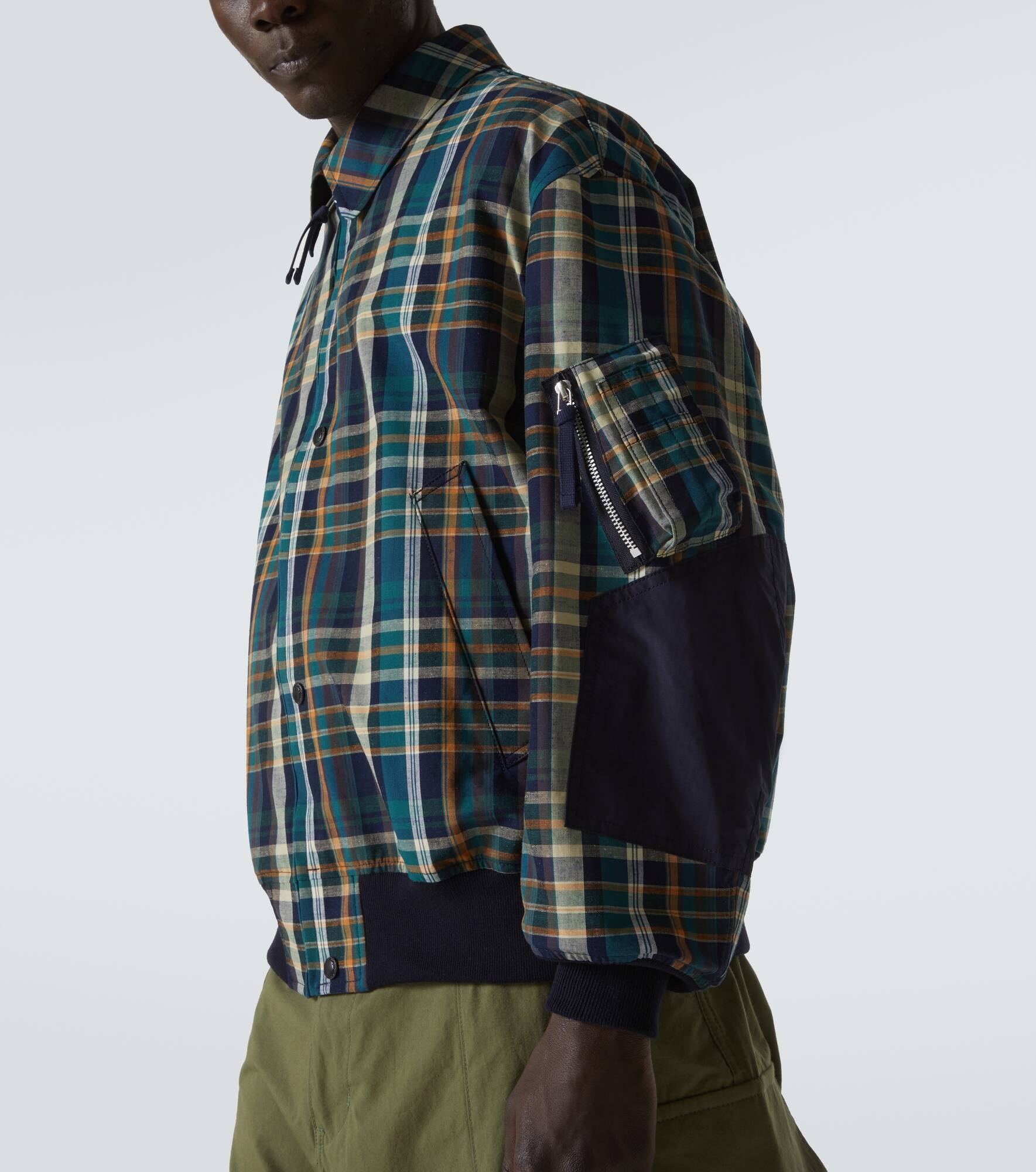 Checked cotton and linen blouson - 6