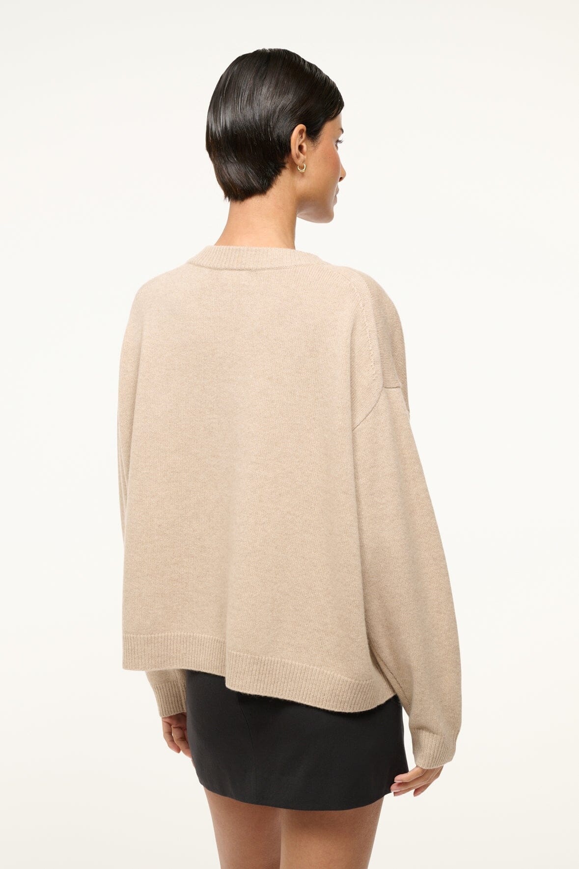 STAUD SERRANO CASHMERE RELAXED CREW STONE - 4