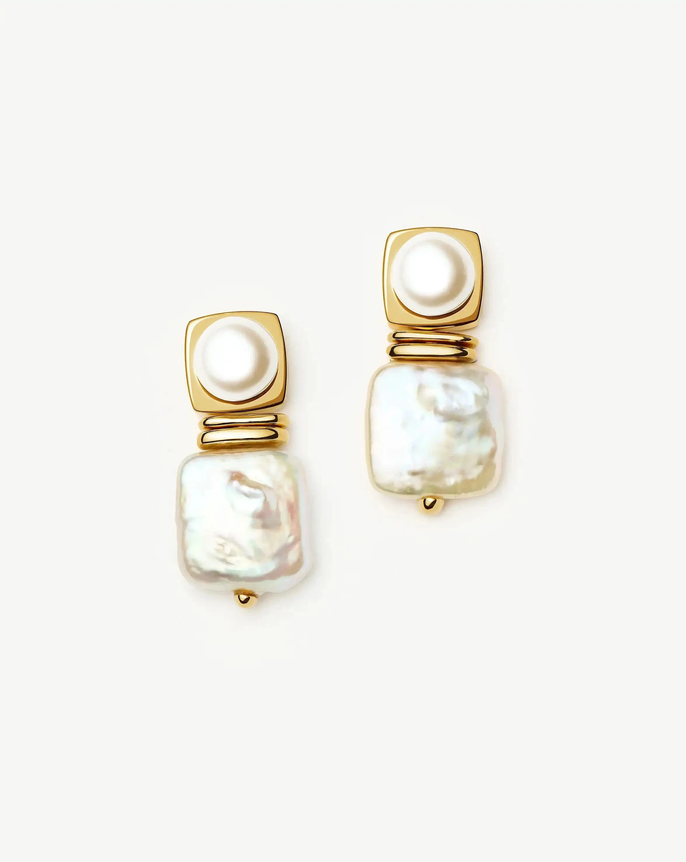 Square Pearl Small Stud Earrings - 1