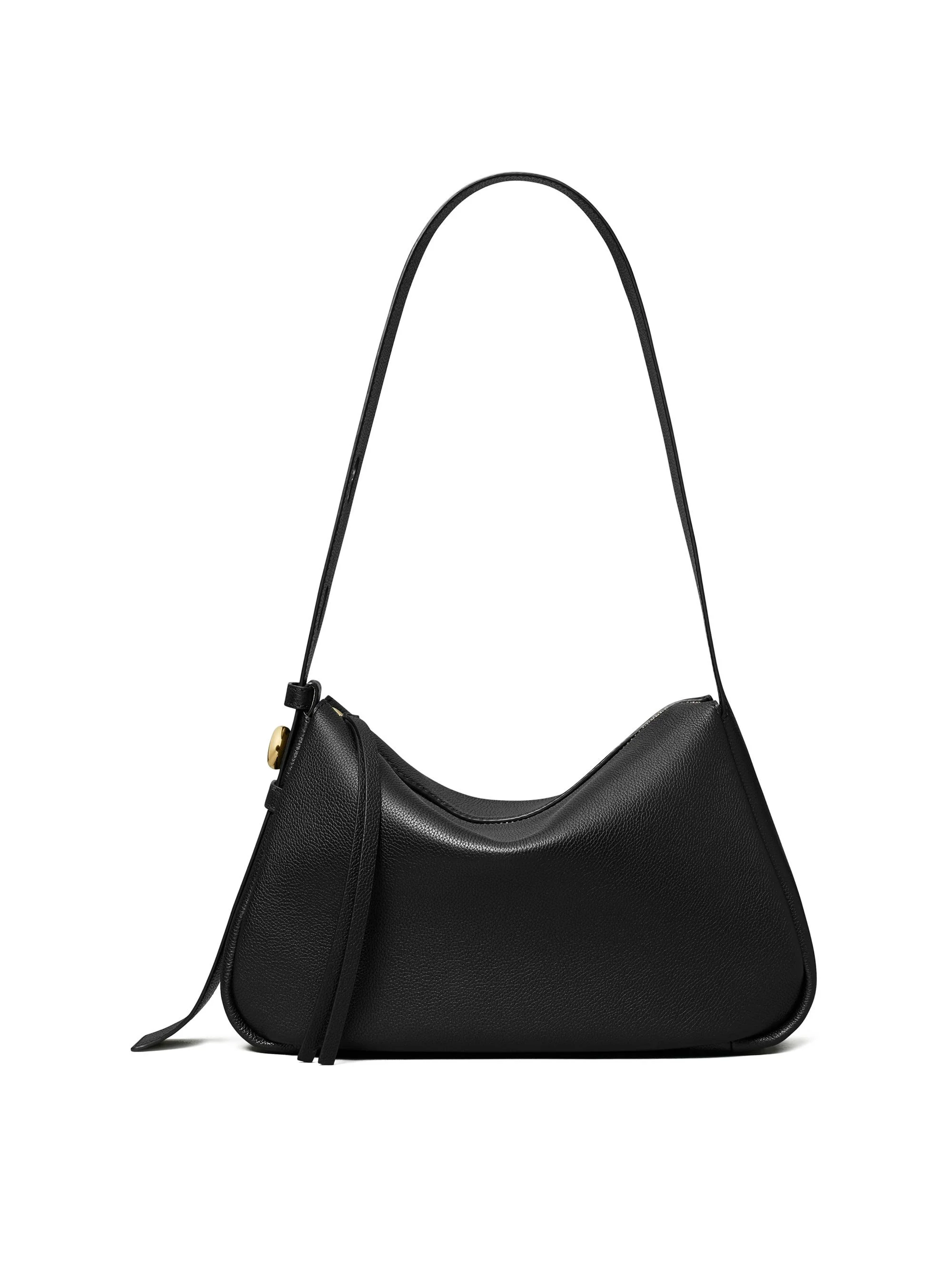 Women's Romy Leather Shoulder Bag - Black - 1