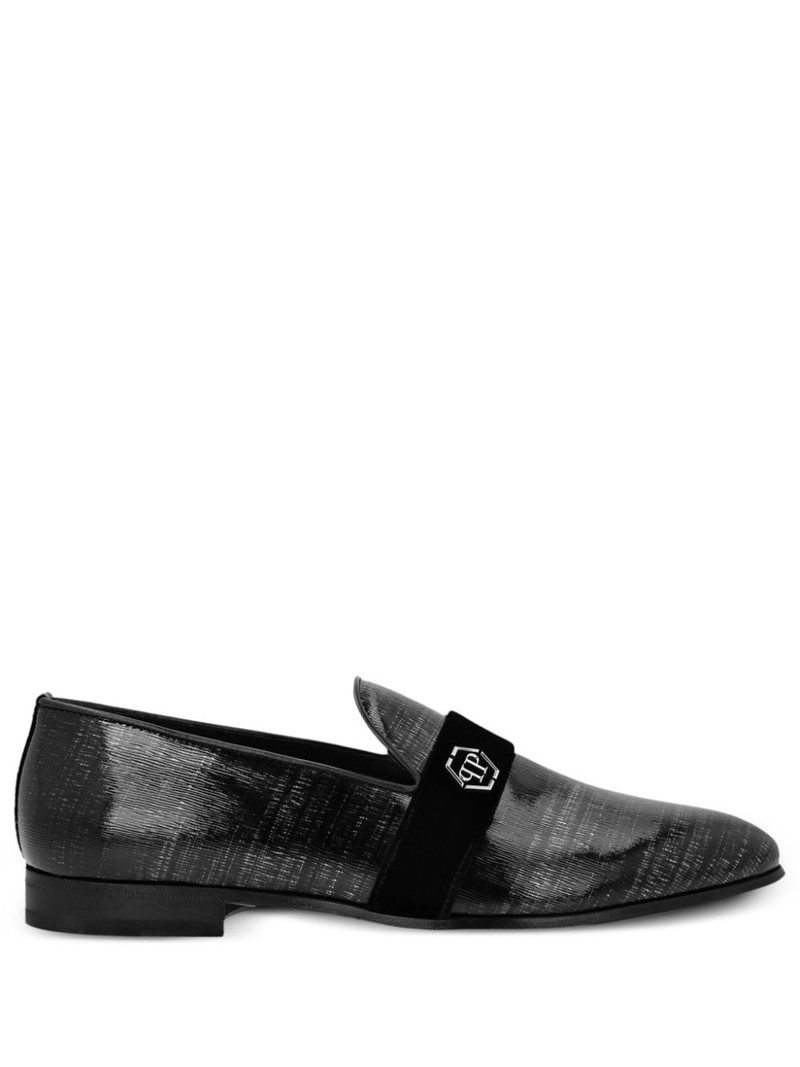 PHILIPP PLEIN logo-plaque leather loafers outlook