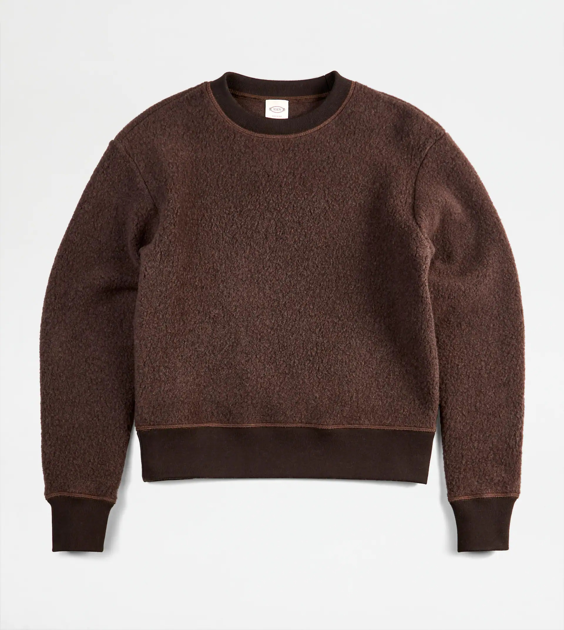 TOD'S CASHMERE BLEND SWEATSHIRT - BROWN - 1