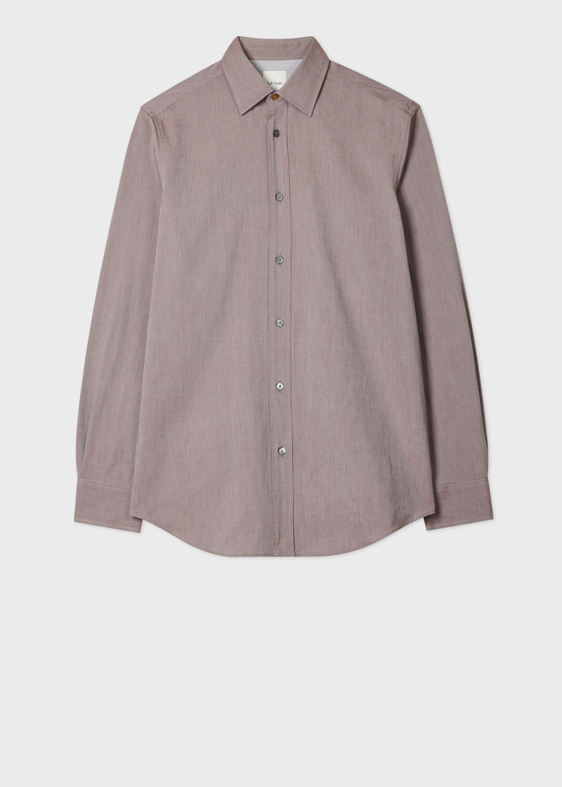 Tailored-Fit Light Brown Chambray Shirt 1