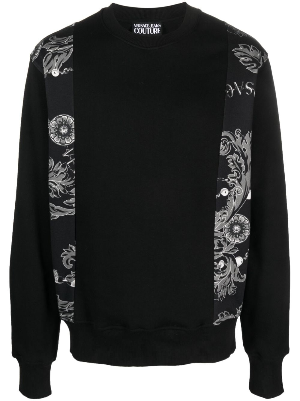 baroque-print panel sweatshirt - 1