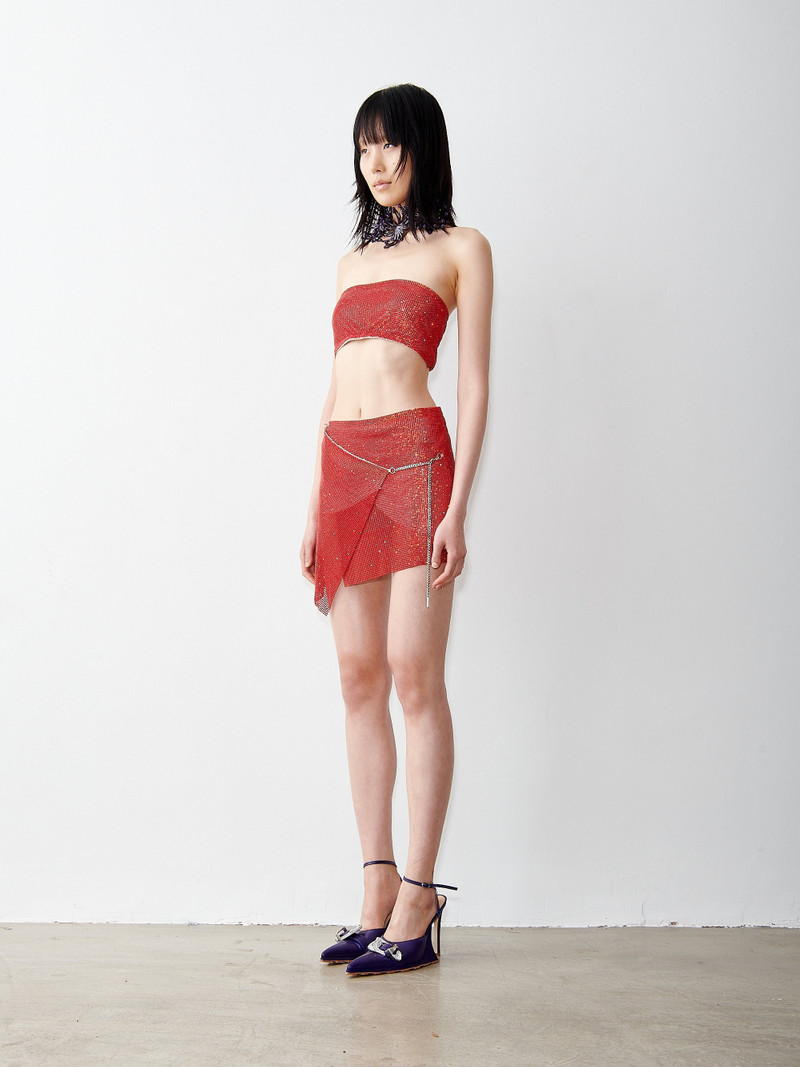 RHINESTONED WINONA SKIRT IN APEROL SPRITZ 1