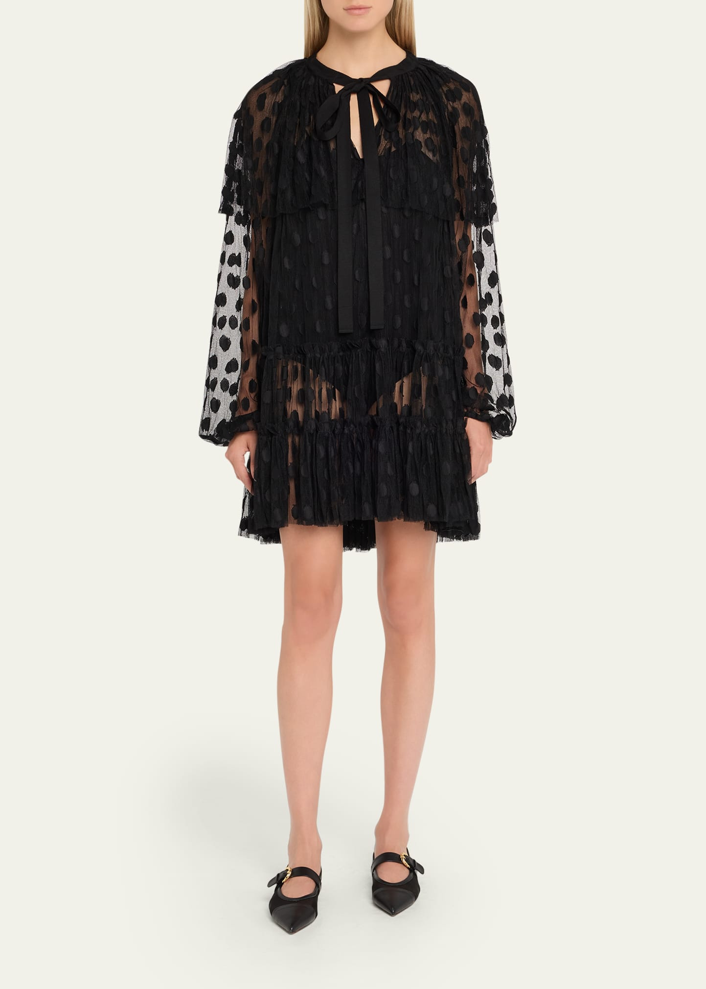 Audette Long-Sleeve Lace Mini Dress - 2