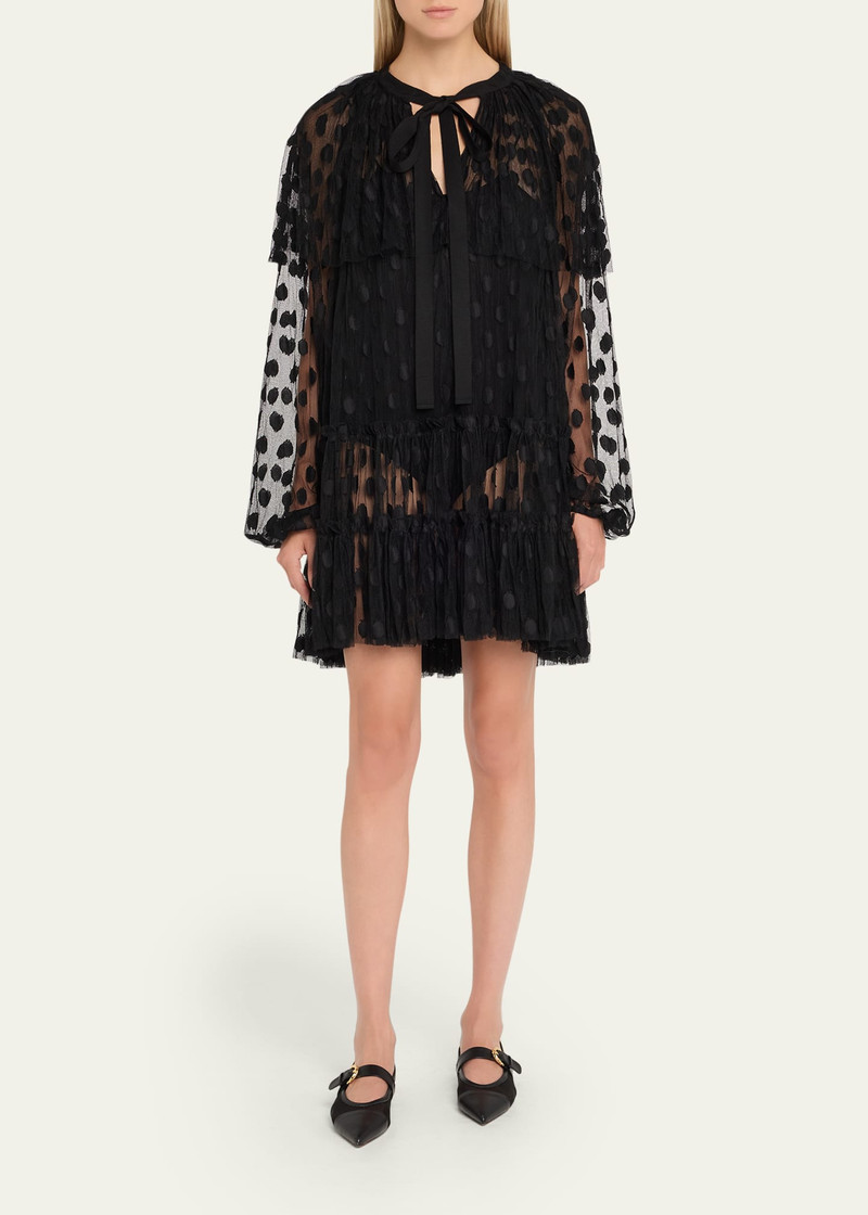 ULLA JOHNSON Audette Long-Sleeve Lace Mini Dress outlook