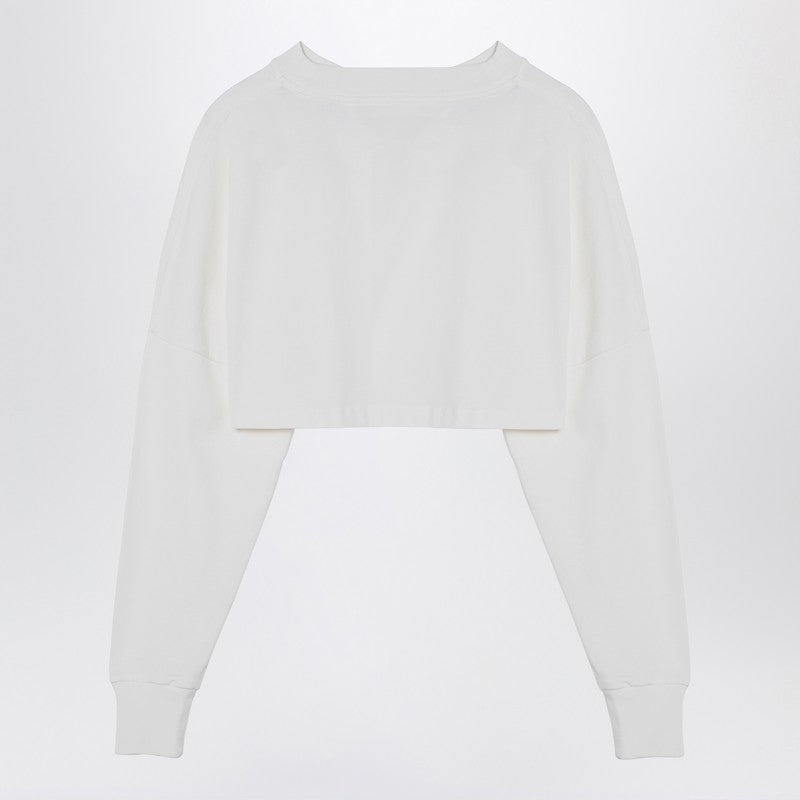 Palm Angels White Long-Sleeved Crop T-Shirt With Logo Women - 2