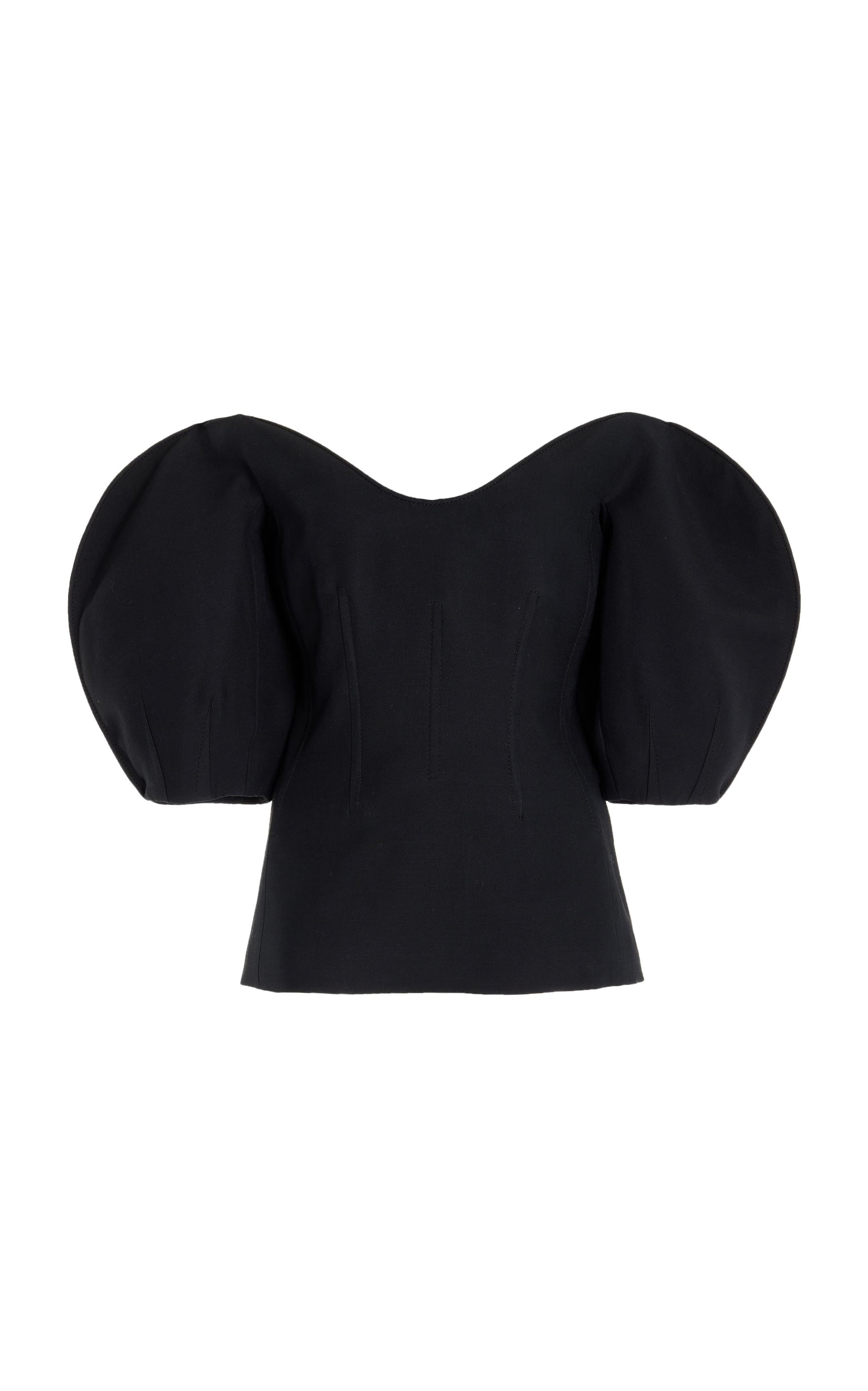 Bartlet Top in Black Silk Wool - 1