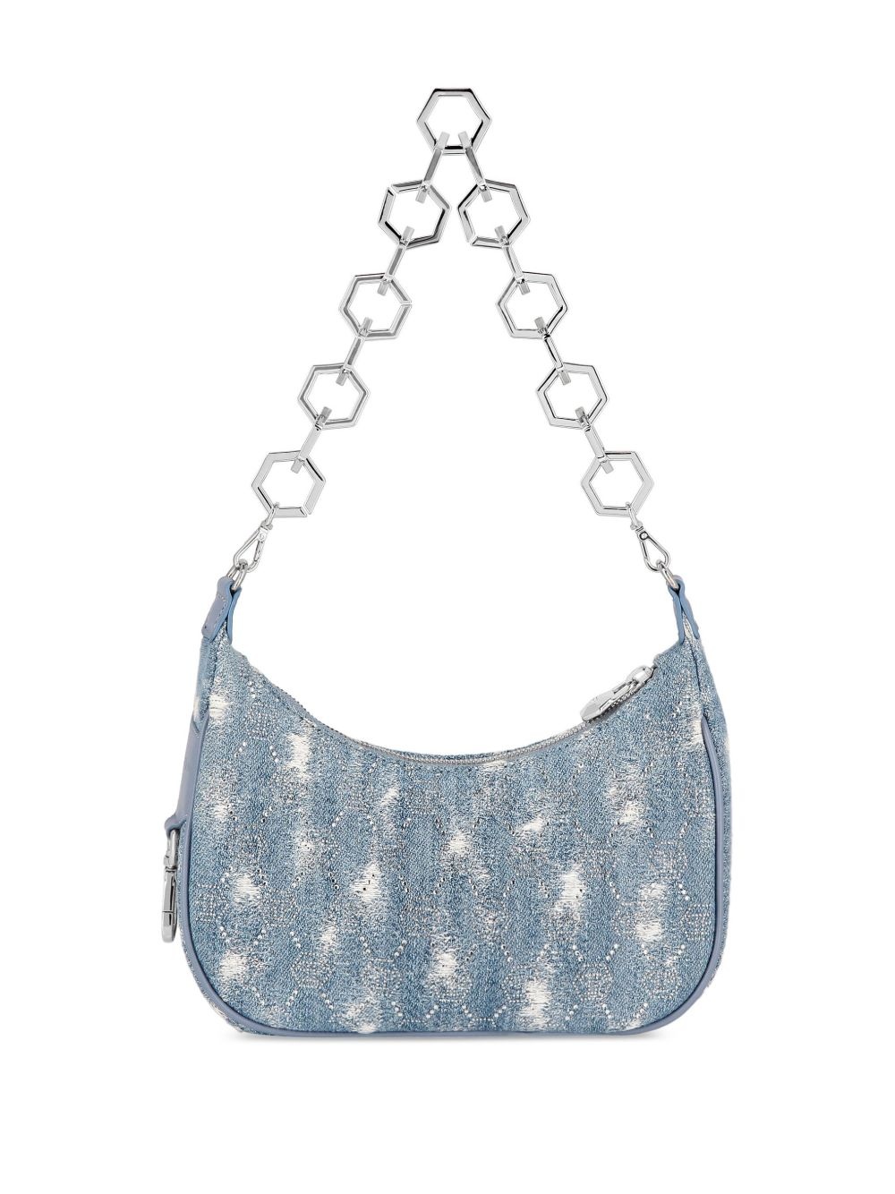 monogram distressed denim shoulder bag - 2