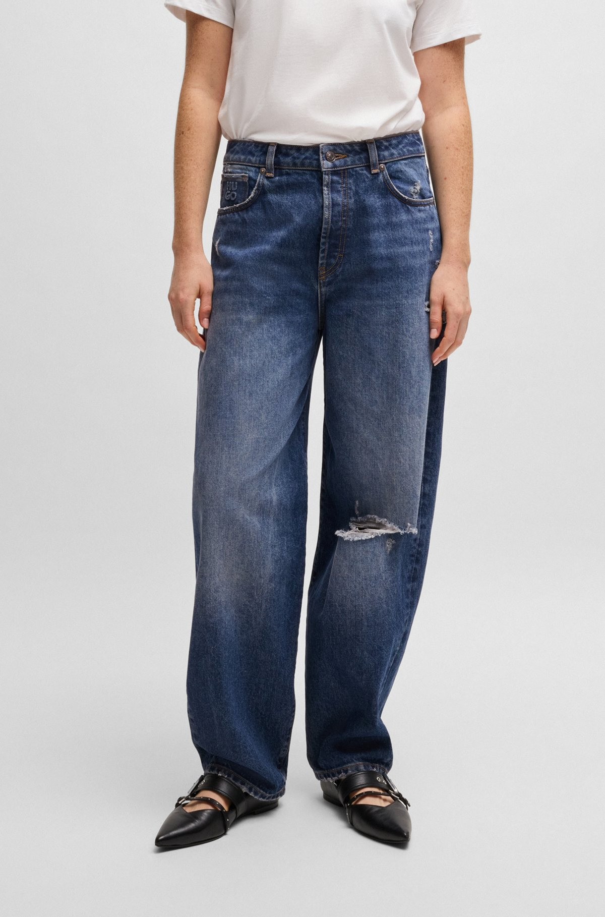 TAPERED-FIT JEANS WITH BARREL LEG - 2