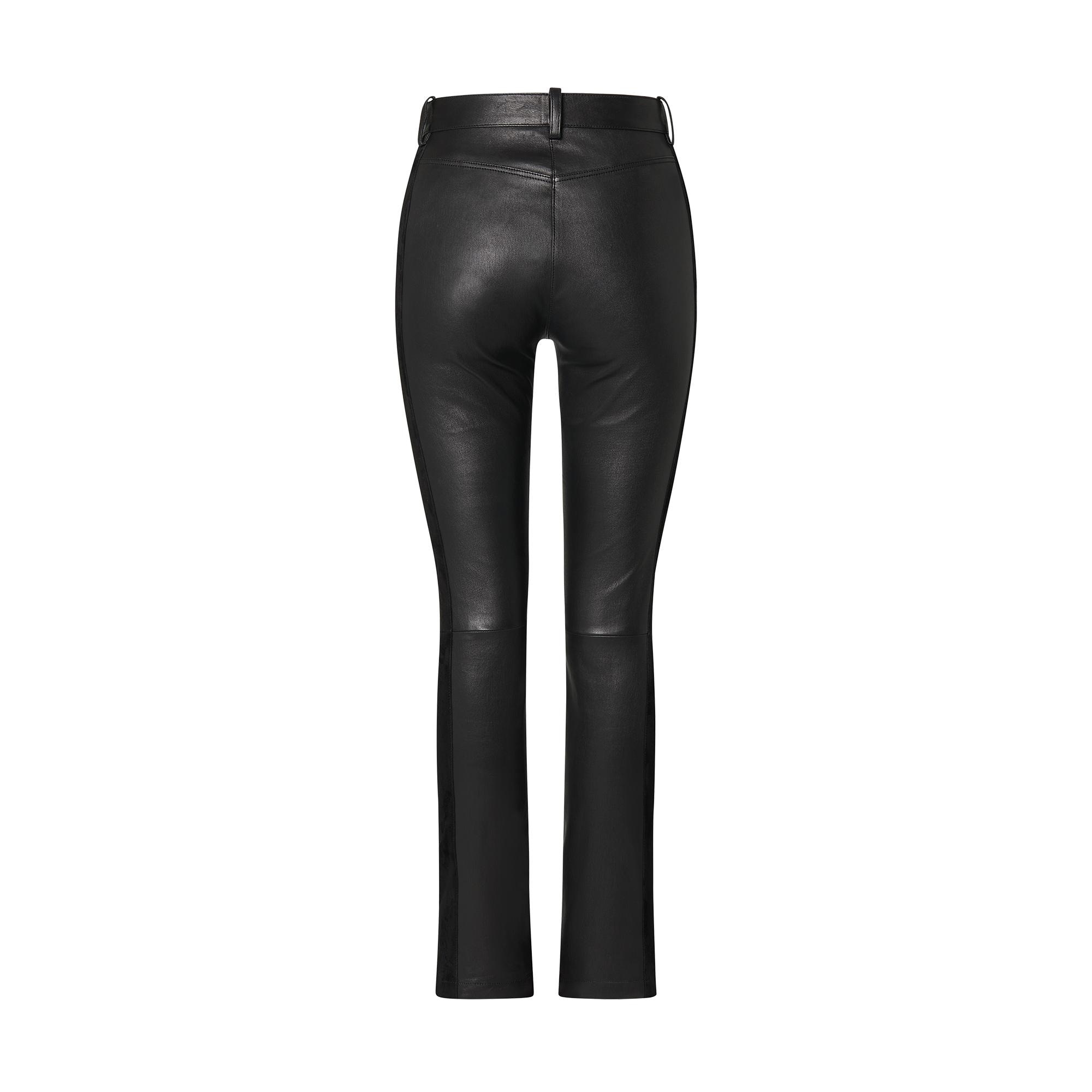 Suede Insert Leather Pants - 3