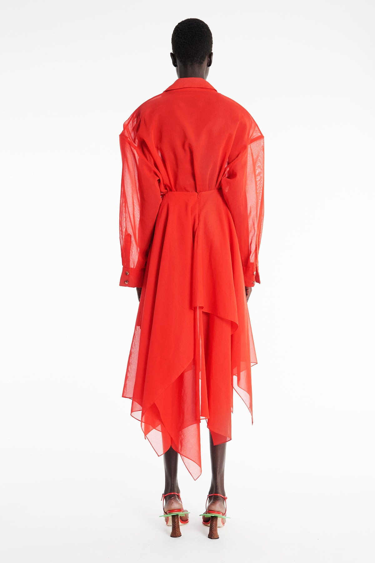 ORGANZA SHIRT DRESS RED - 3