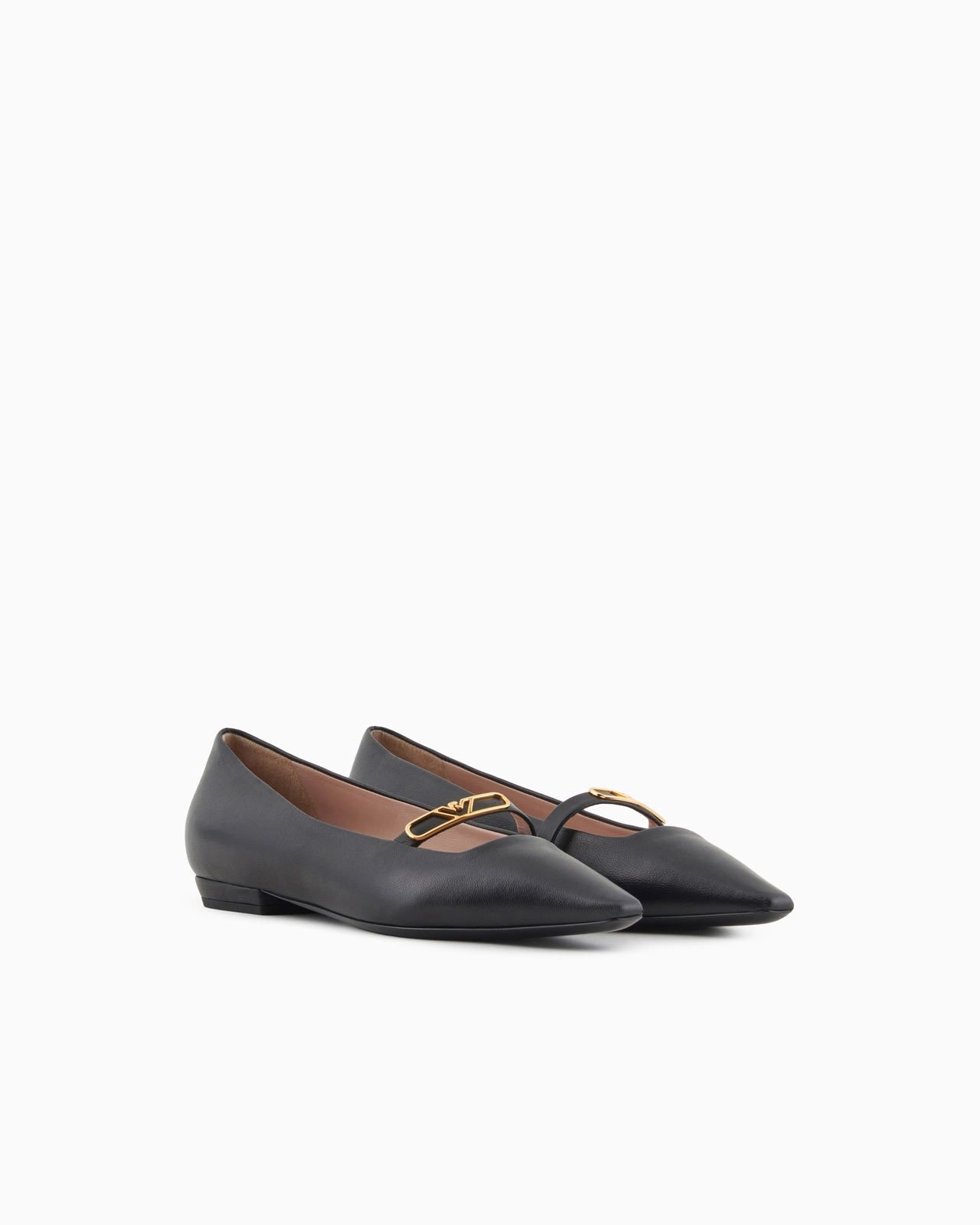Nappa-leather pointed-toe ballerinas with eagle plate - 2