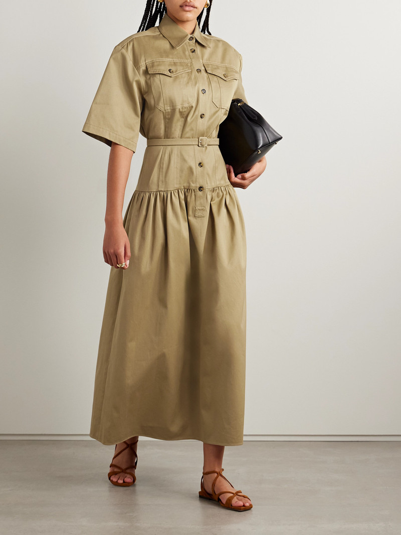 ADAM LIPPES Edie Belted Cotton-twill Midi Shirt Dress outlook