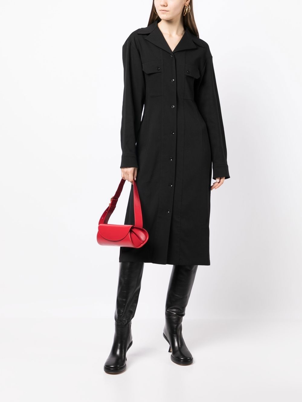 long-sleeve shirt dress - 2