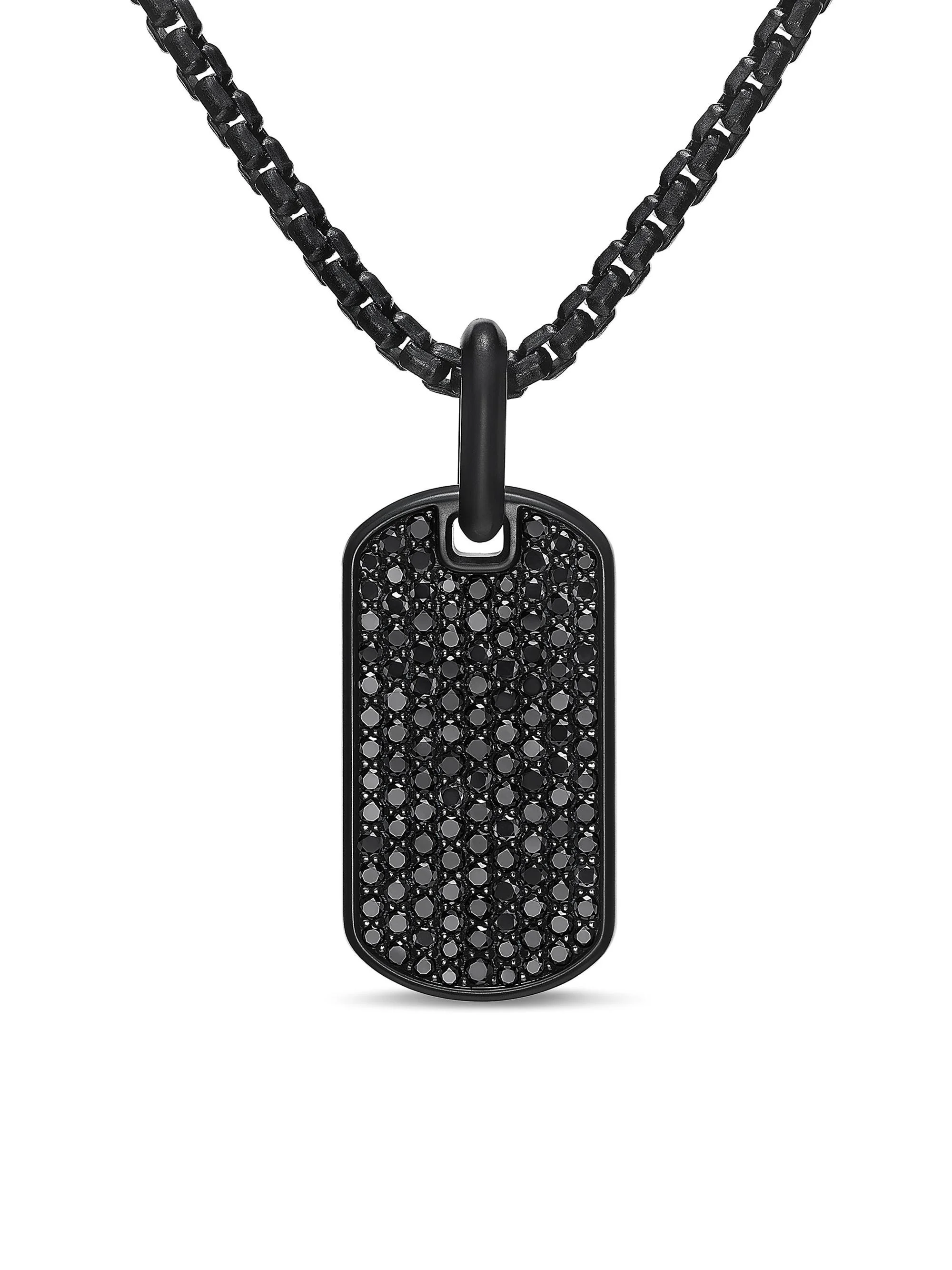 Men's Chevron Tag in Titanium with Sterling Silver, 27MM - Black Diamond - 1