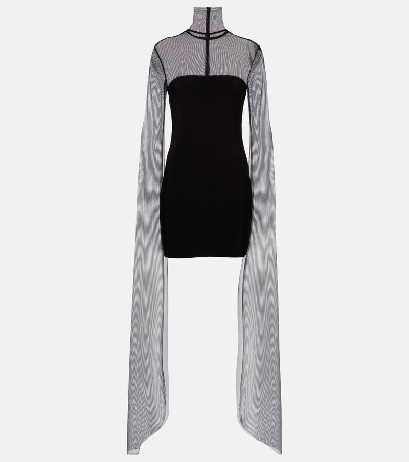 Turtleneck jersey and mesh minidress 1