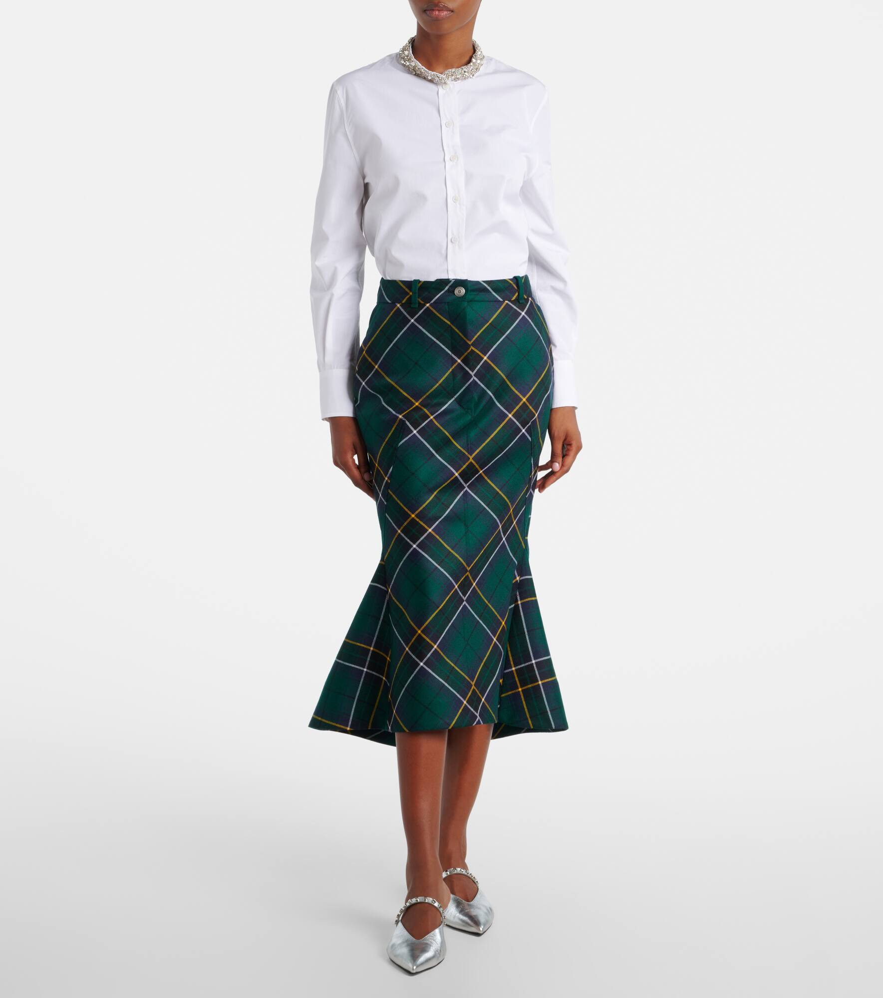 Tartan wool midi skirt - 2