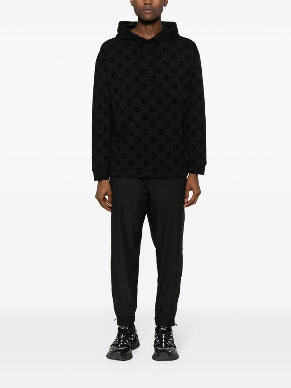logo-jacquard long-sleeve hoodie - 2